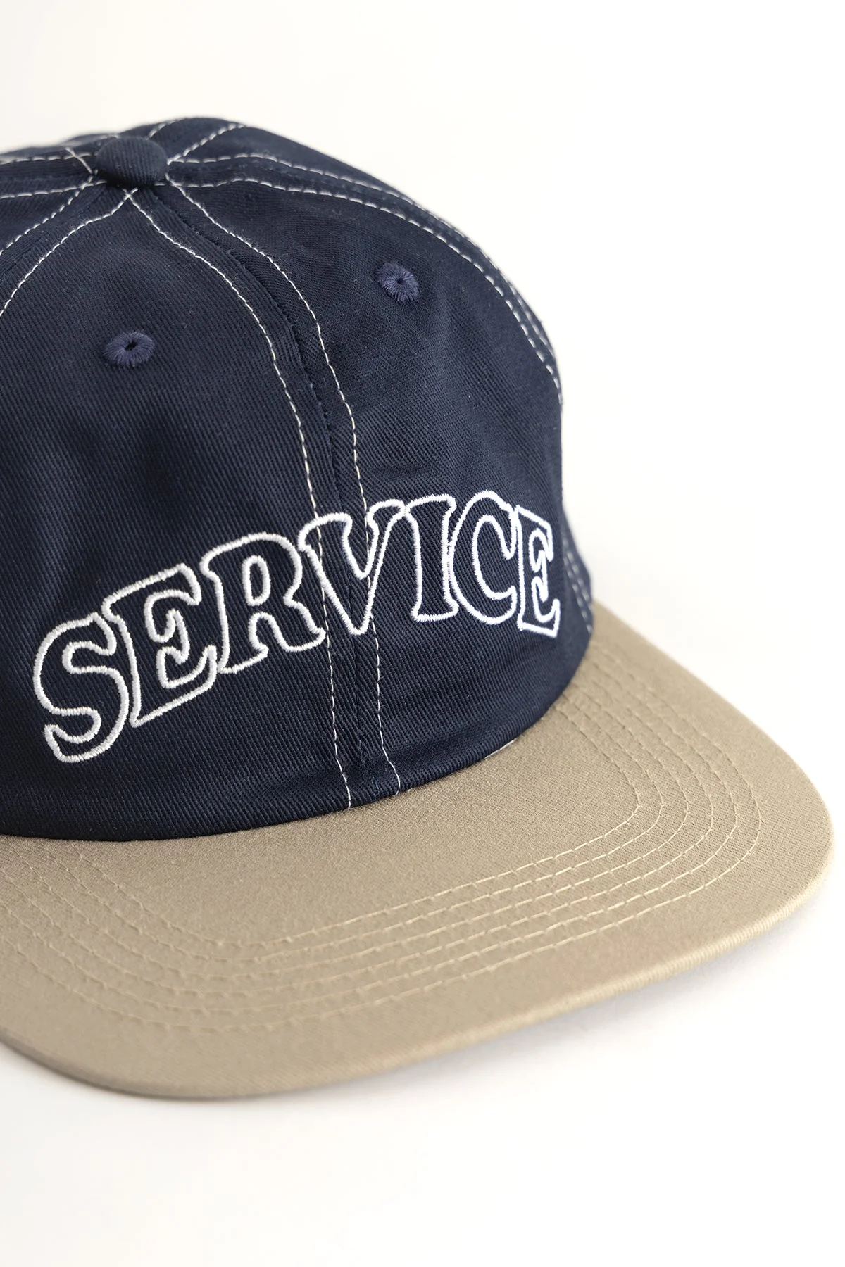 Service Works - Arch Logo Contrast Stitch Cap - Navy/Khaki - Image 2