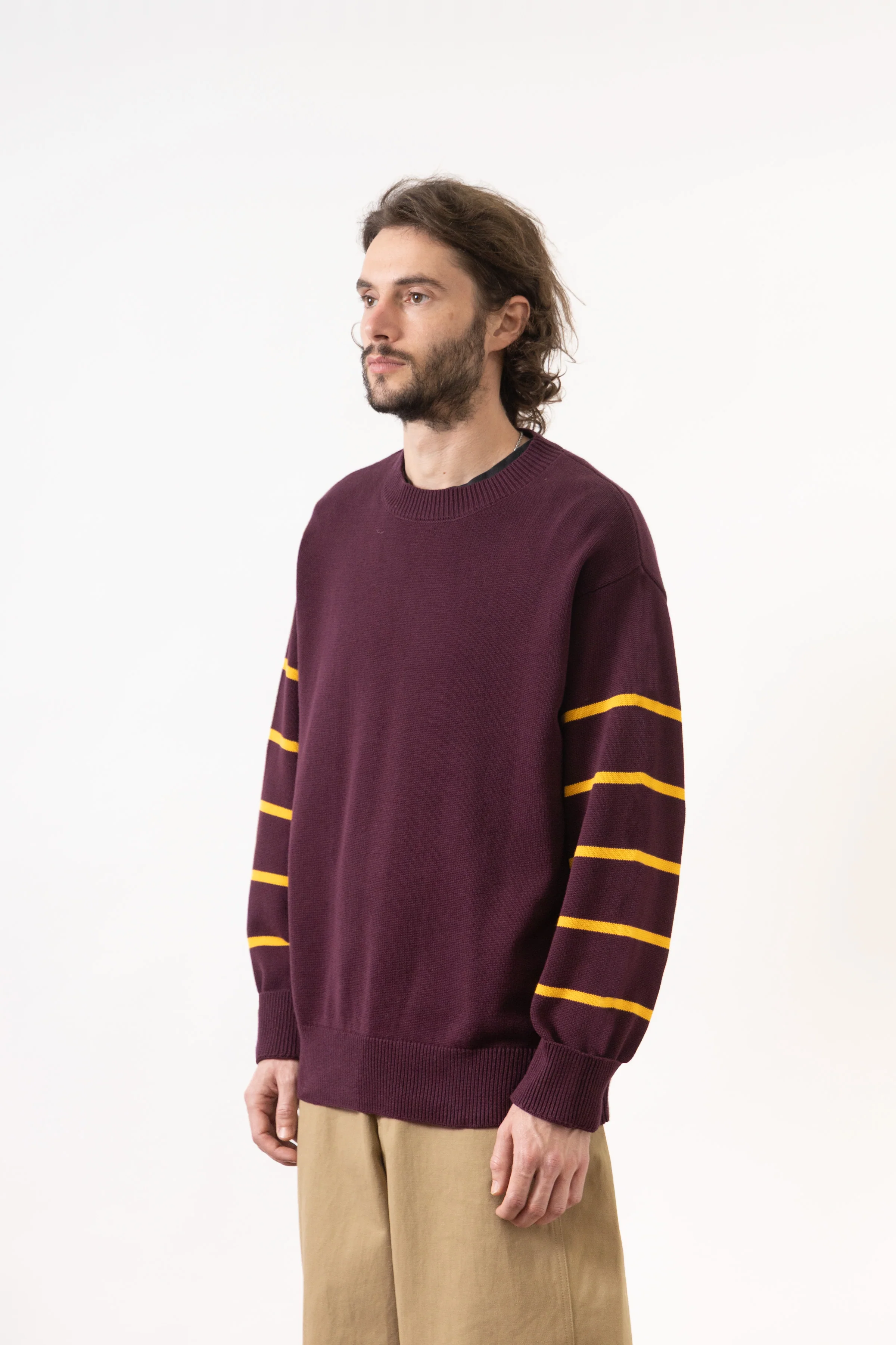 Blacksmith - Banded Sleeve Sweater - Maroon - Image 3
