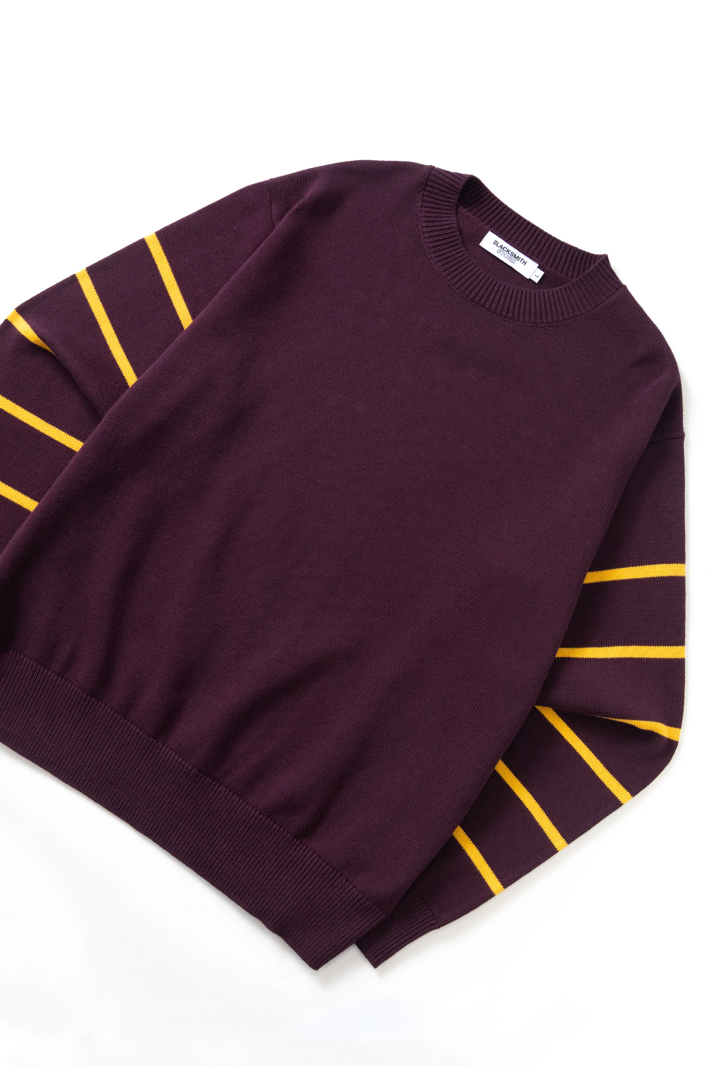 Blacksmith - Banded Sleeve Sweater - Maroon - Image 6