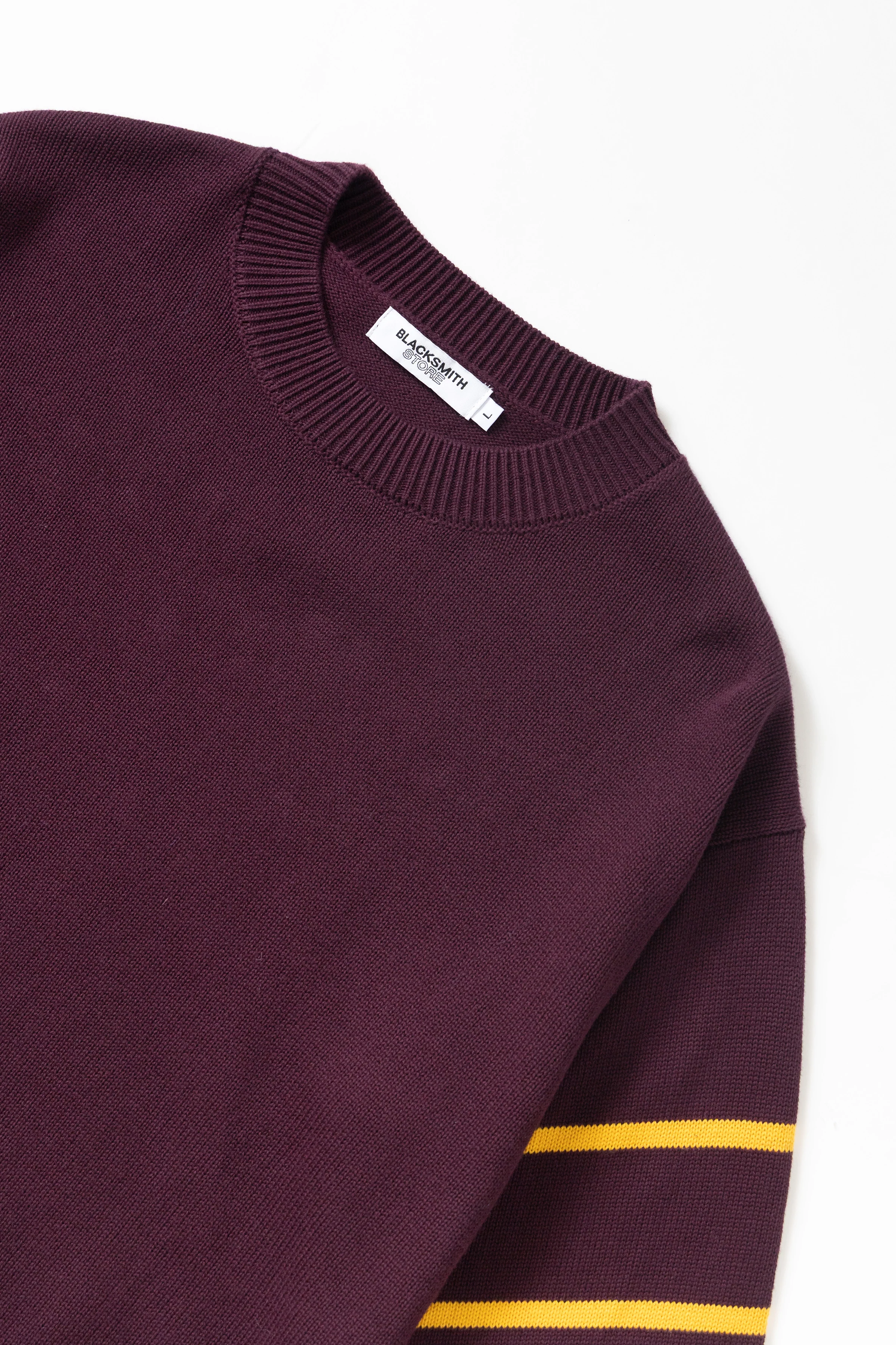 Blacksmith - Banded Sleeve Sweater - Maroon - Image 7