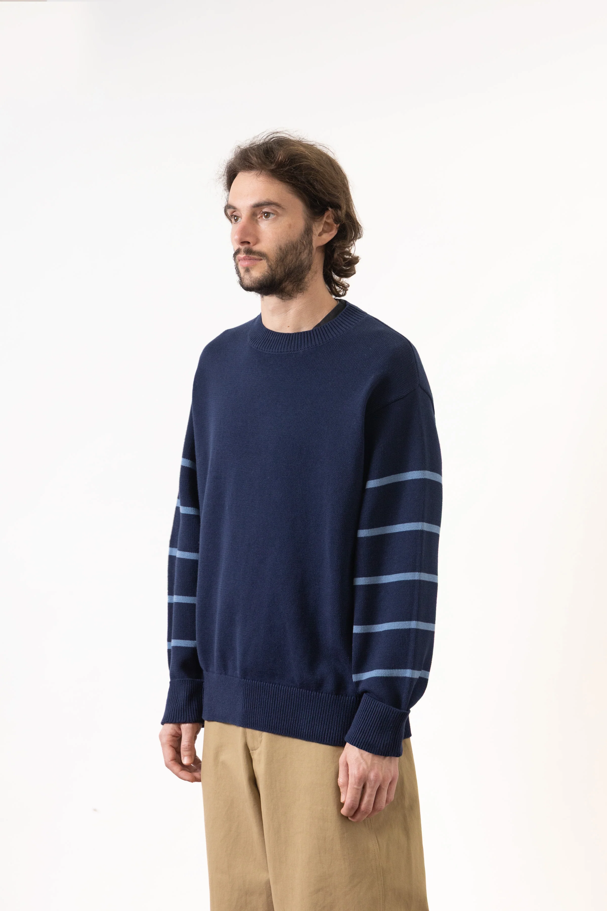 Blacksmith - Banded Sleeve Sweater - Navy - Image 3