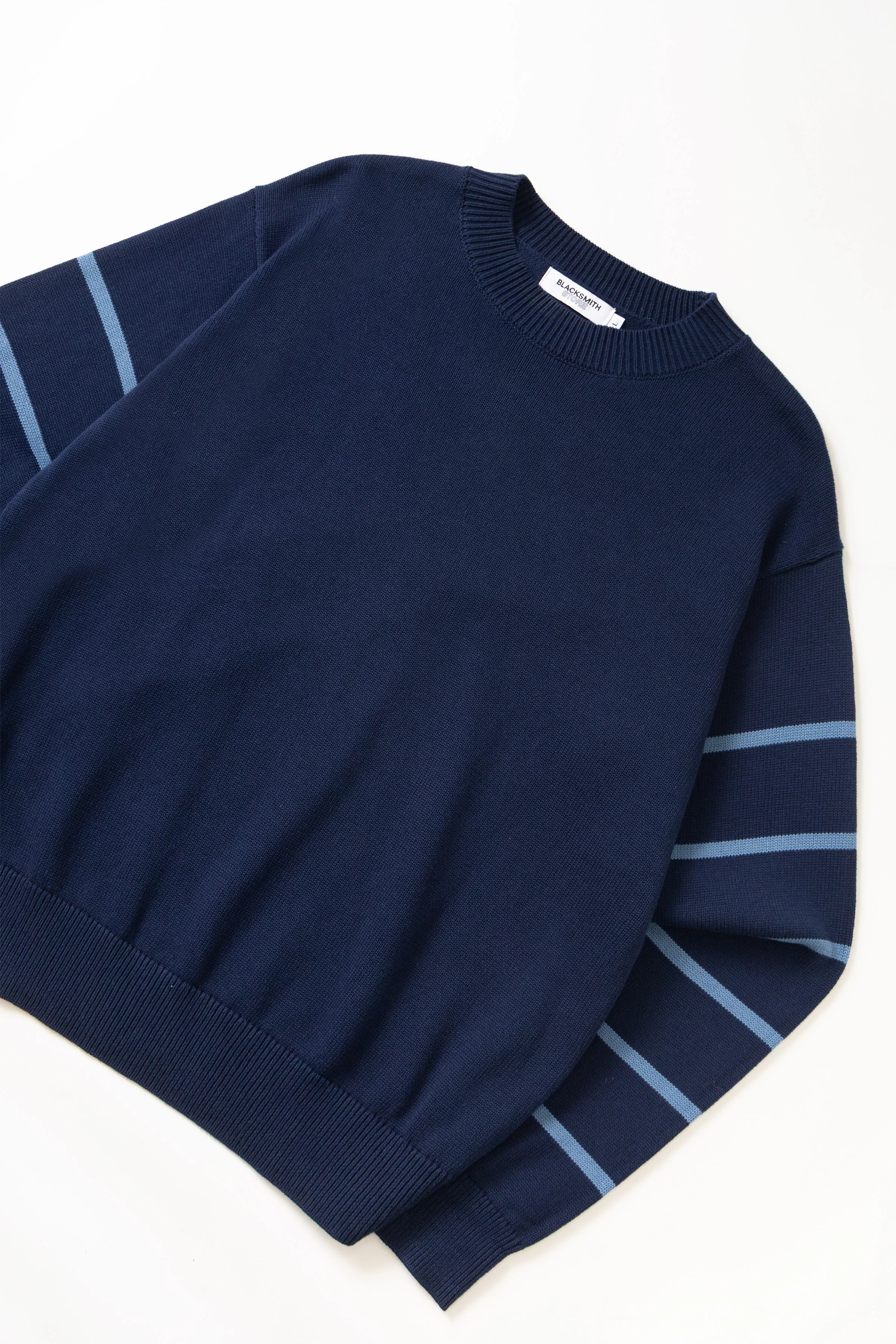 Blacksmith - Banded Sleeve Sweater - Navy - Image 6