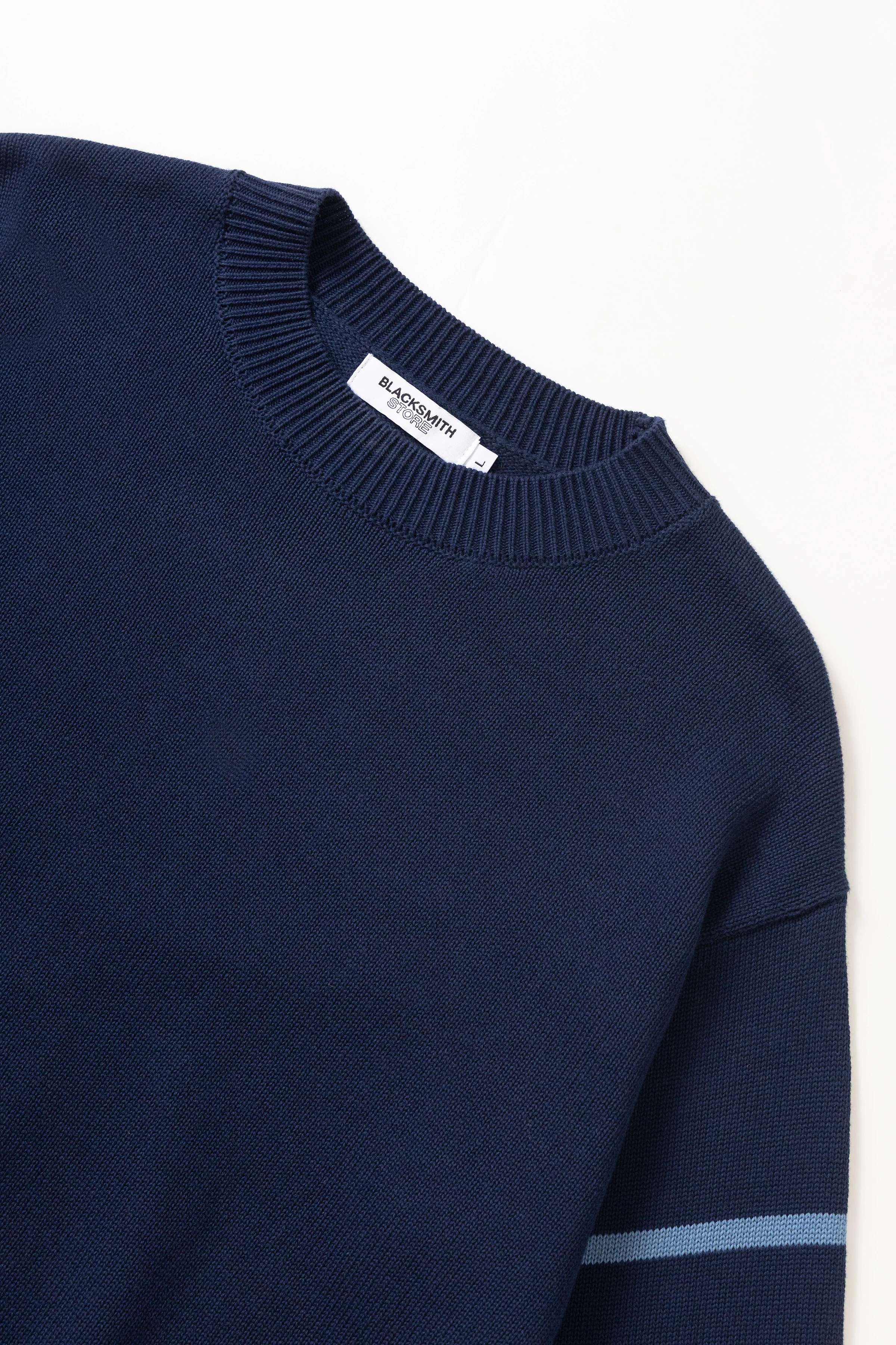 Blacksmith - Banded Sleeve Sweater - Navy - Image 7