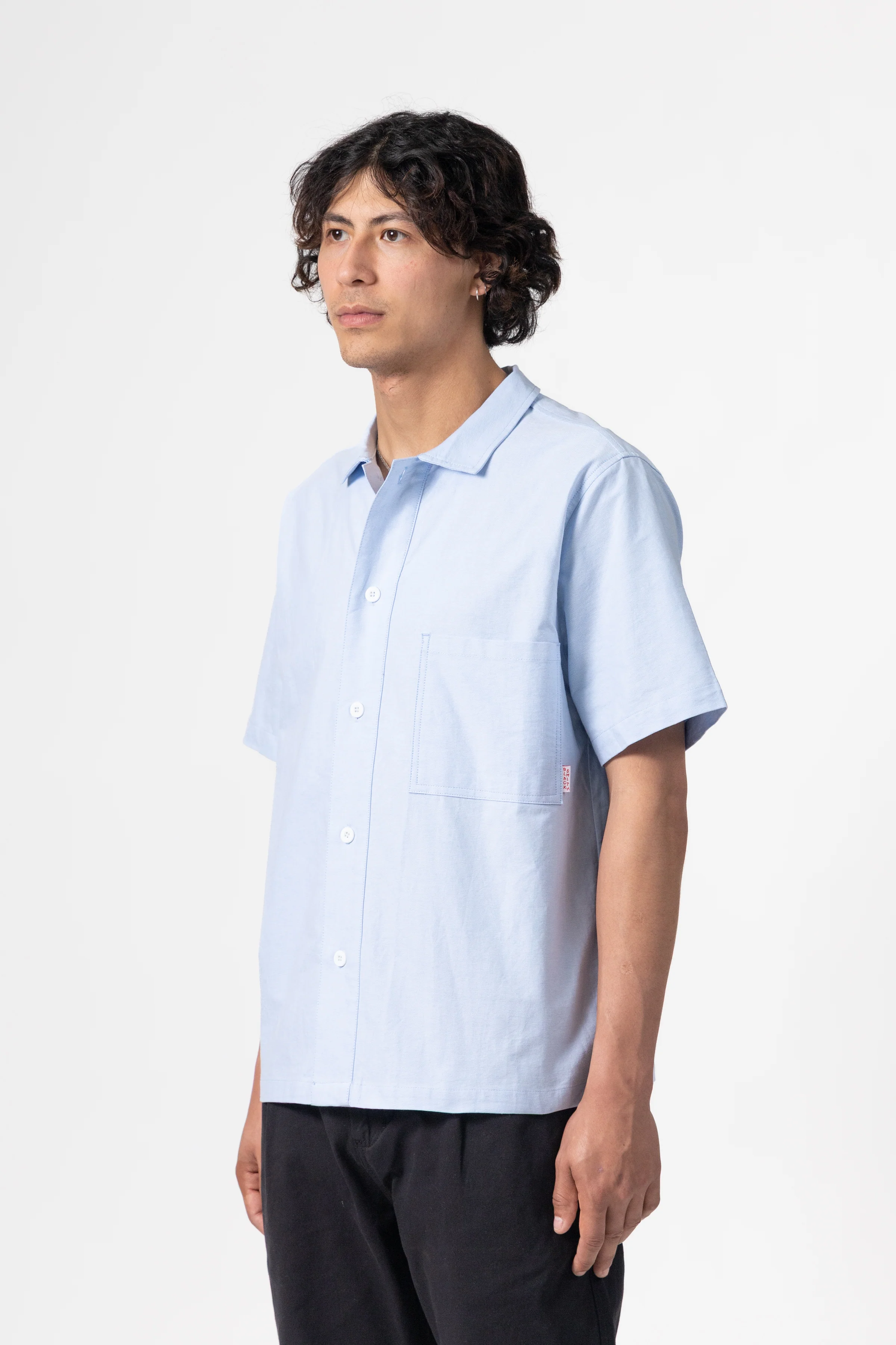 Blacksmith - 'Boxford' Short Sleeve Utility Shirt - Blue - Image 3