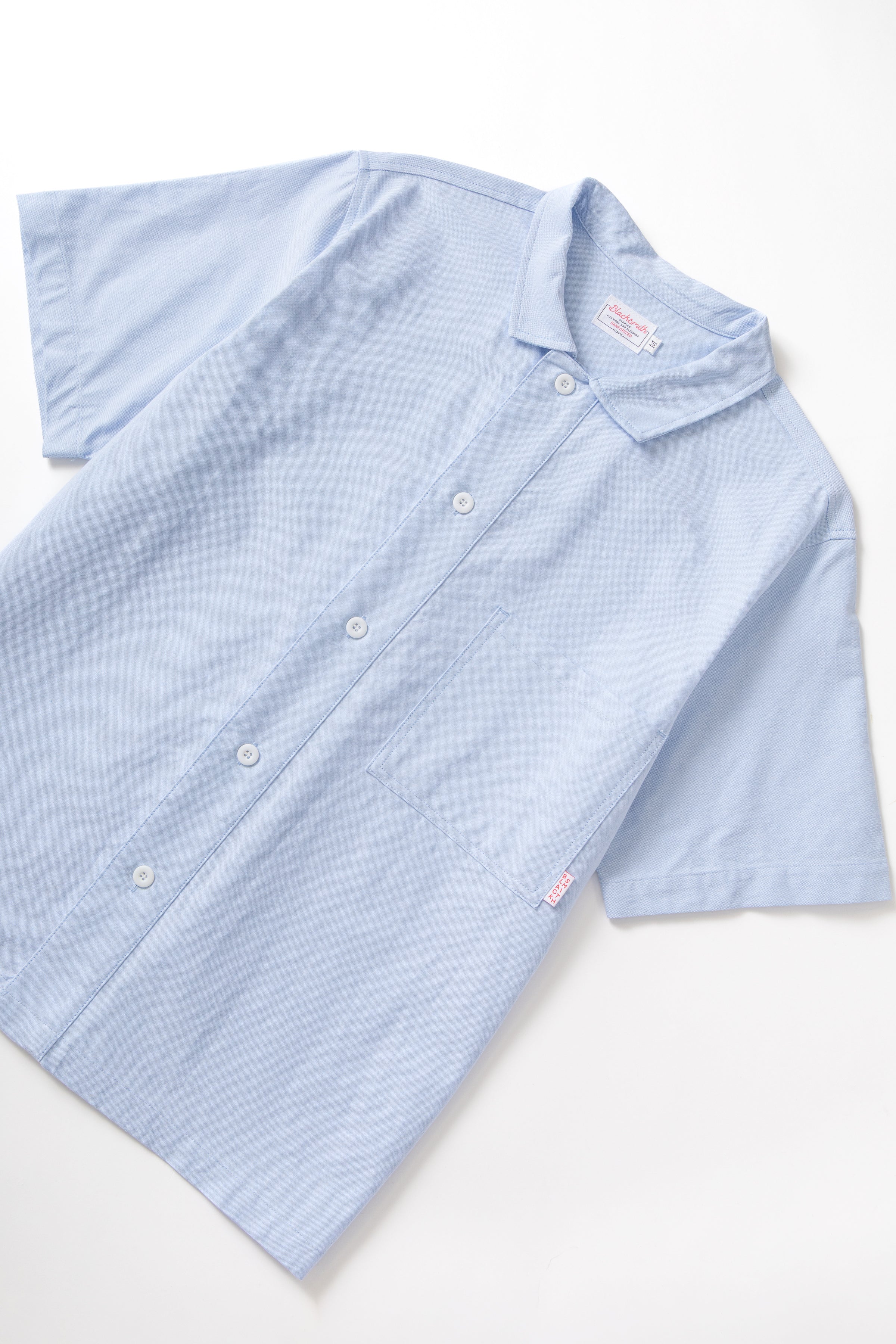 Blacksmith - 'Boxford' Short Sleeve Utility Shirt - Blue - Image 7