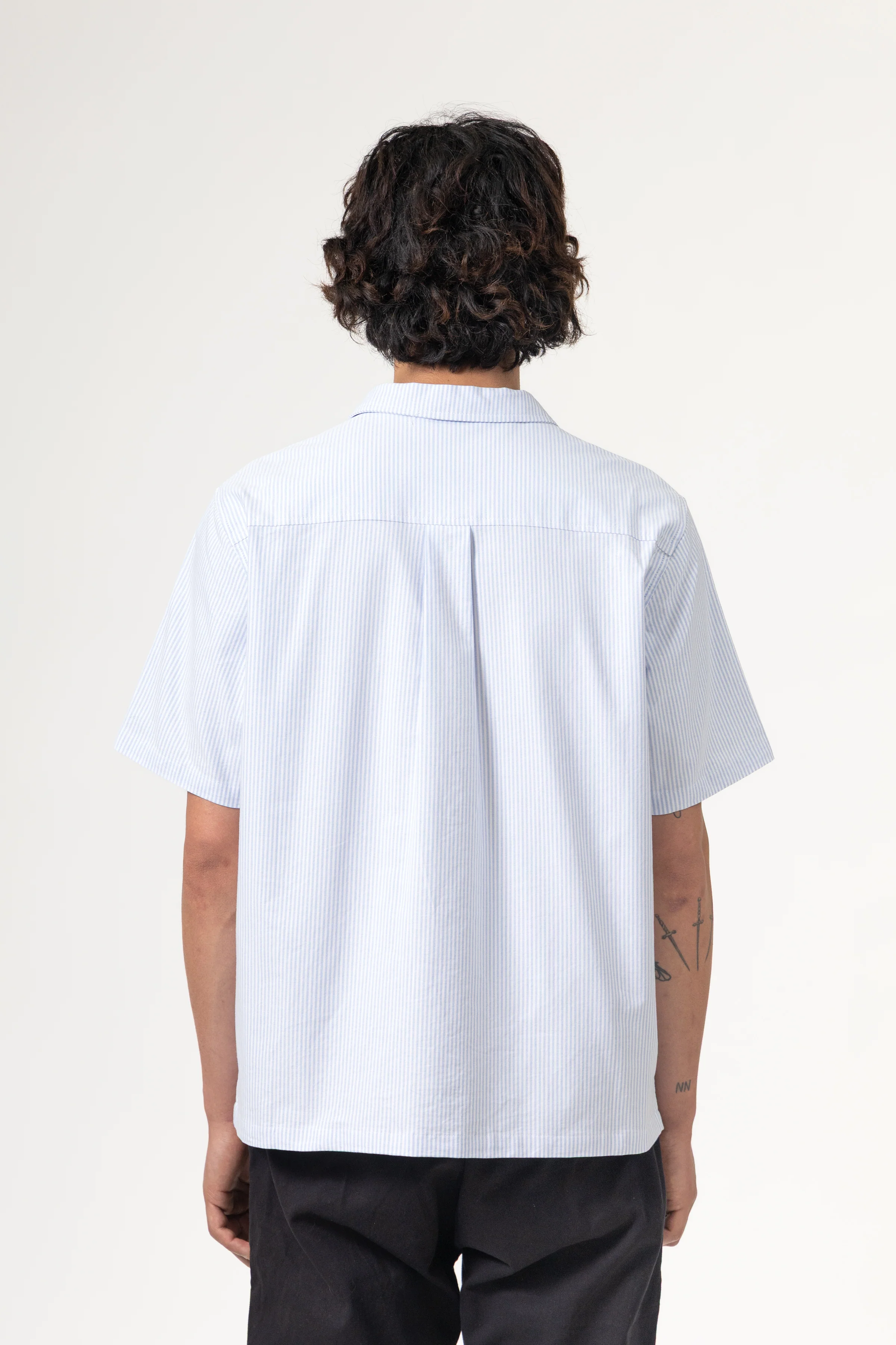 Blacksmith - 'Boxford' Short Sleeve Utility Shirt - Blue Stripe - Image 4