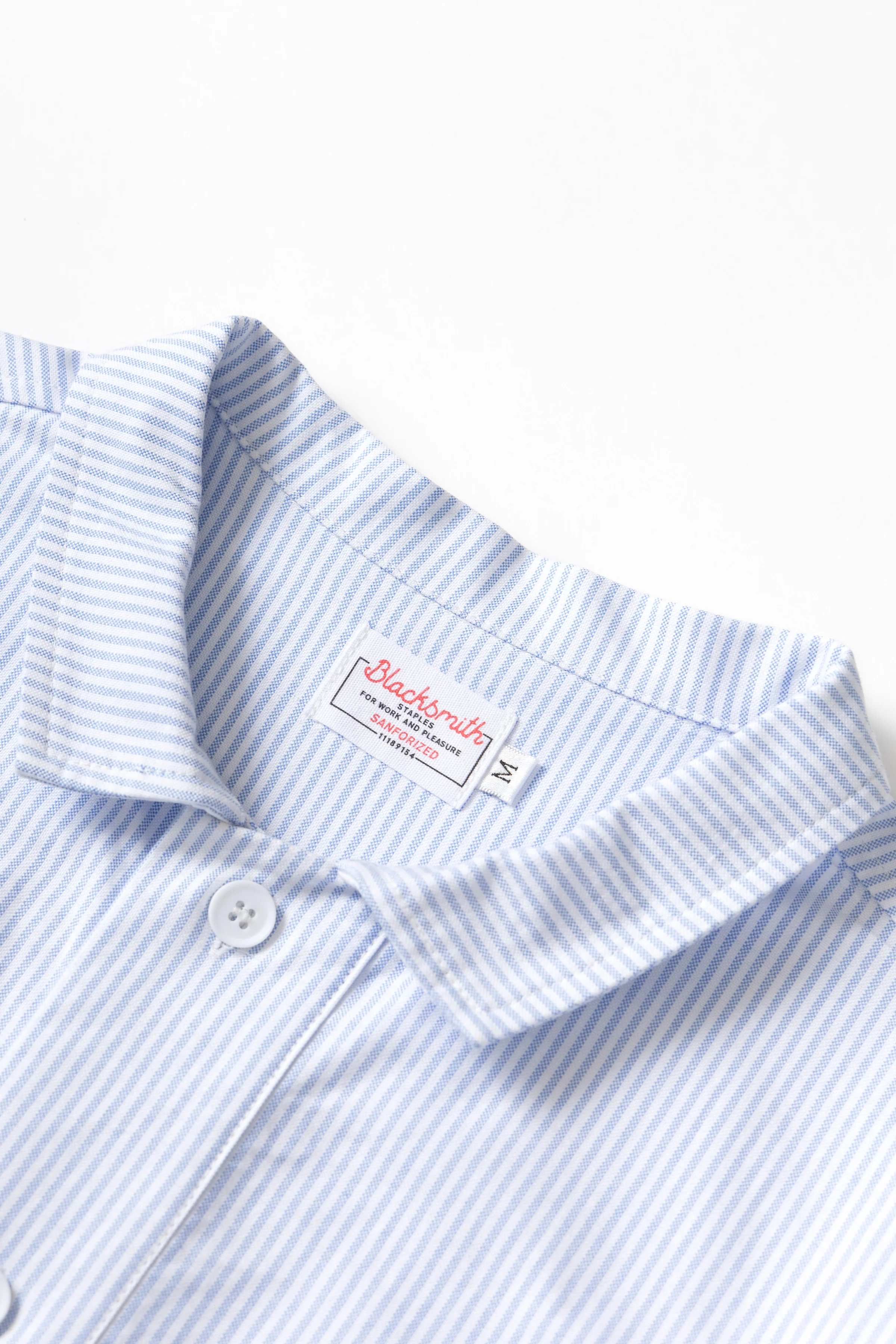 Blacksmith - 'Boxford' Short Sleeve Utility Shirt - Blue Stripe - Image 7