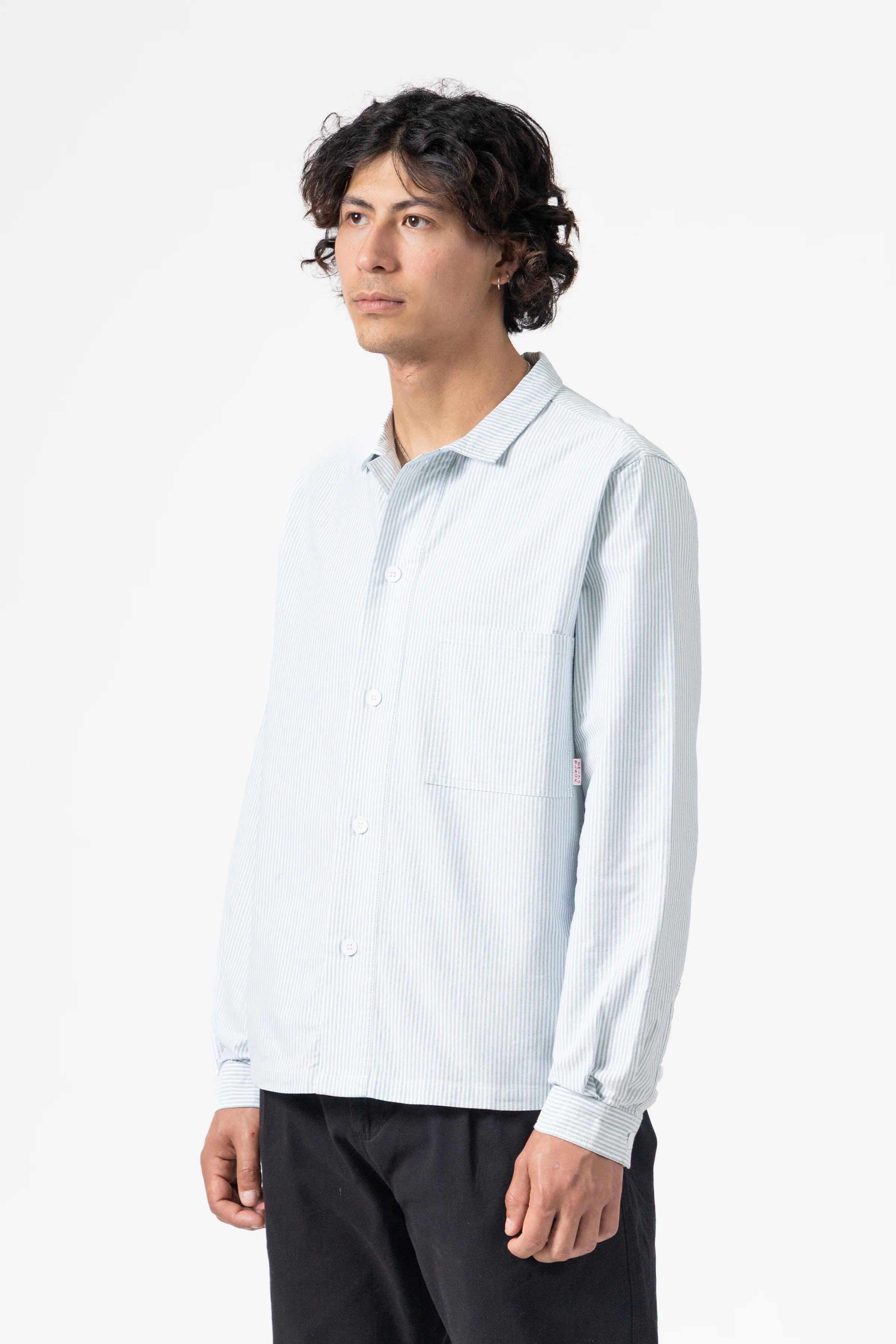 Blacksmith - 'Boxford' Utility Shirt - Green Stripe - Image 3