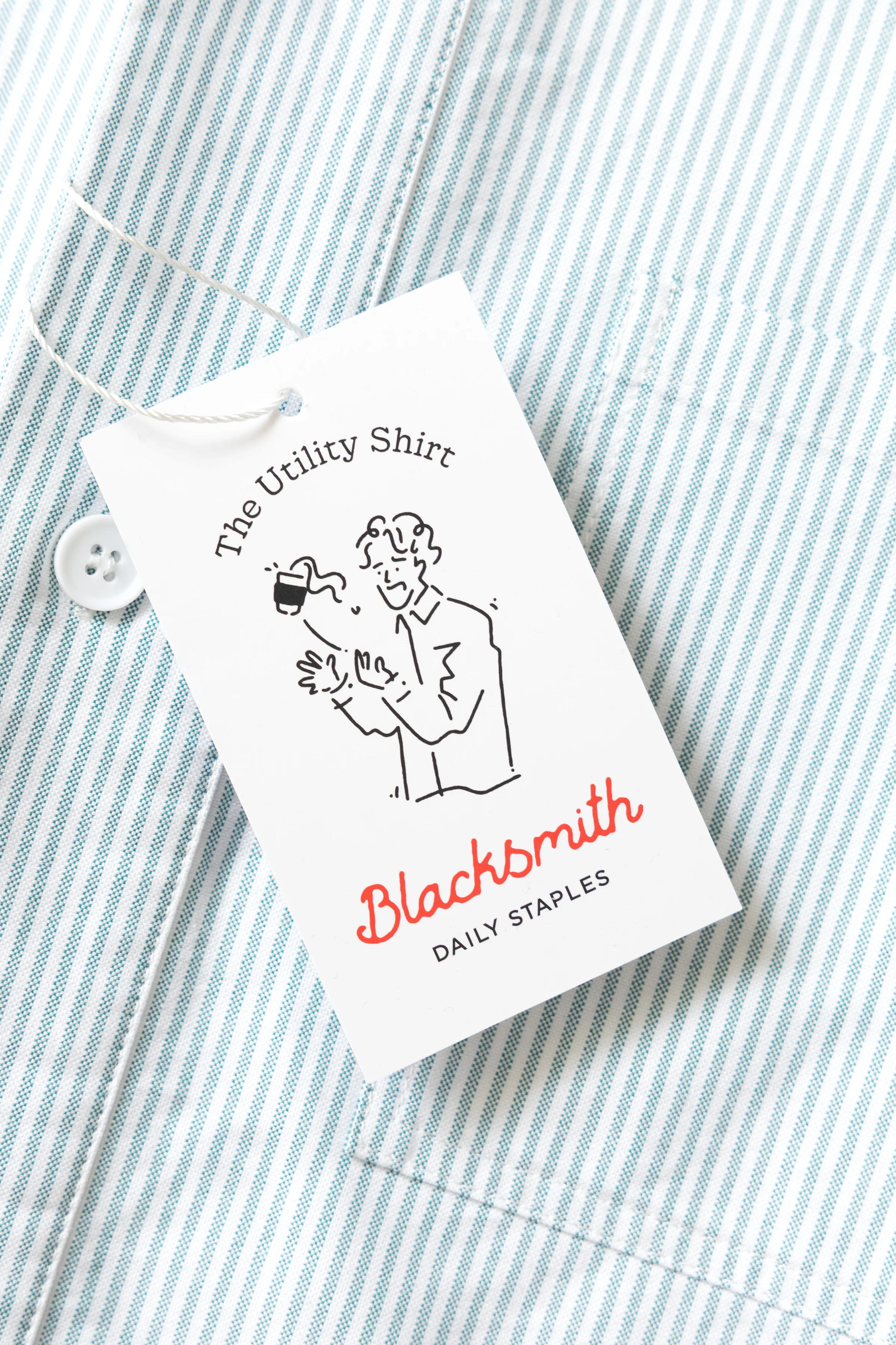 Blacksmith - 'Boxford' Utility Shirt - Green Stripe - Image 5