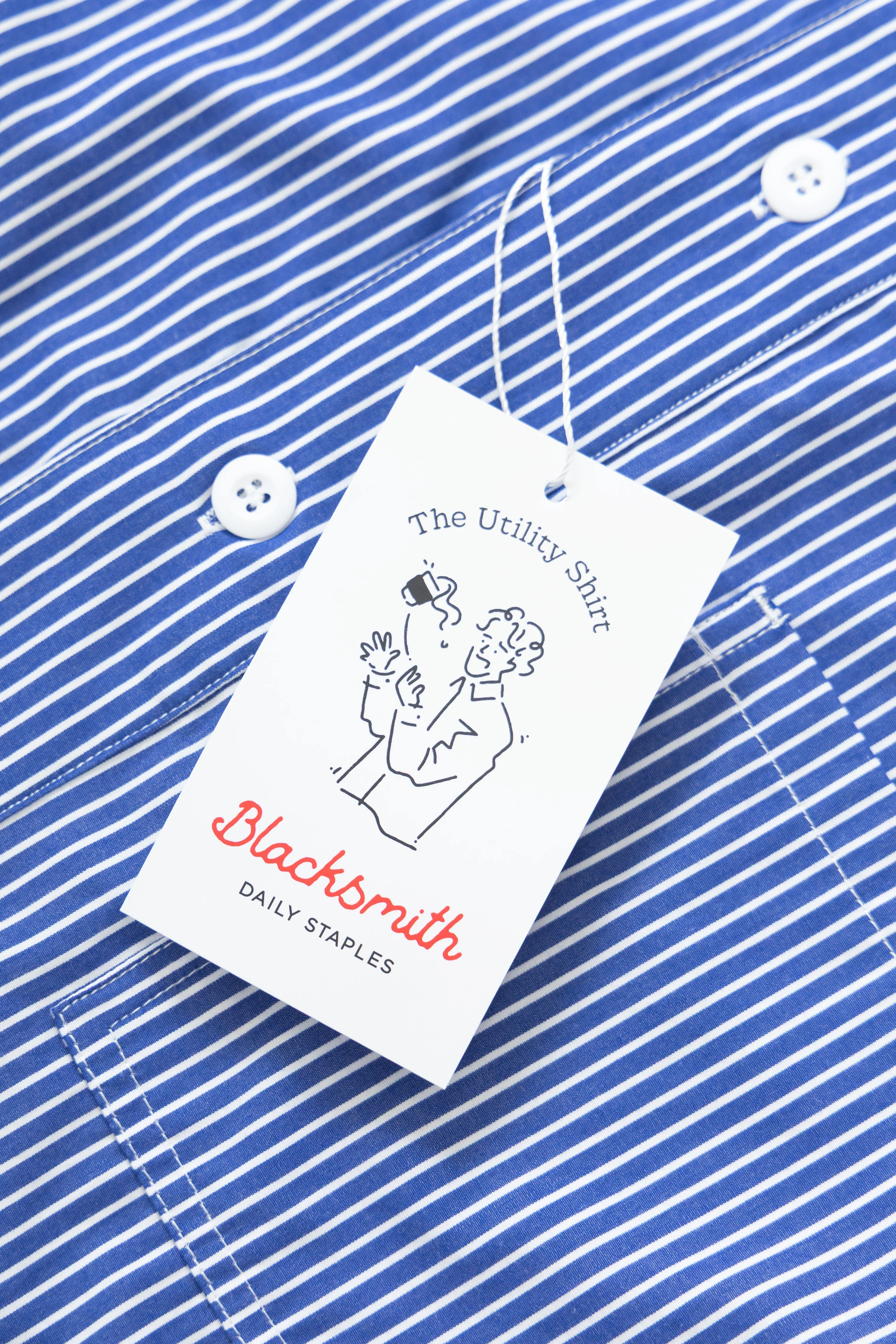 Blacksmith - 'Boxford' Utility Shirt - Thick Blue Stripe - Image 10