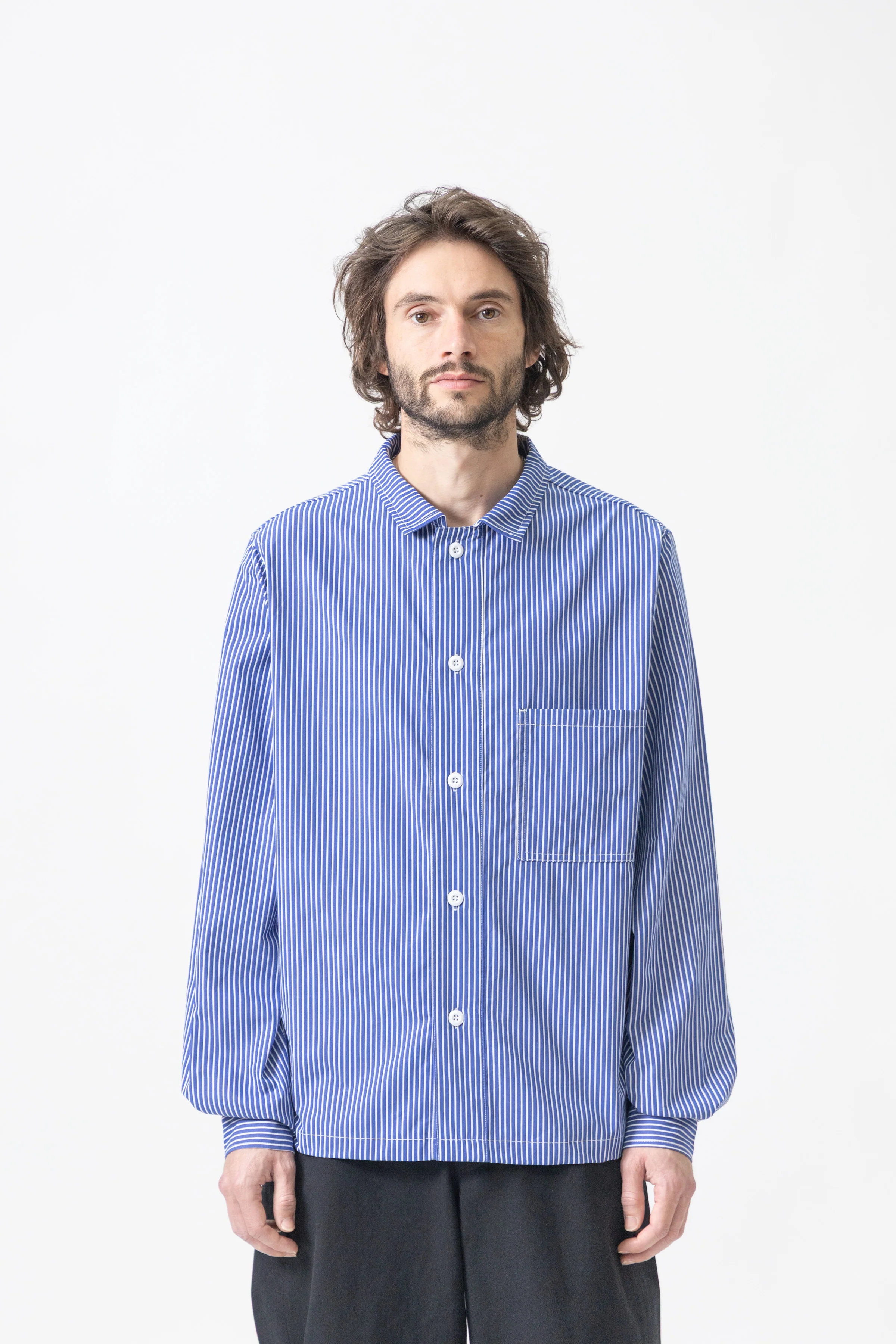 Blacksmith - 'Boxford' Utility Shirt - Thick Blue Stripe - Image 2