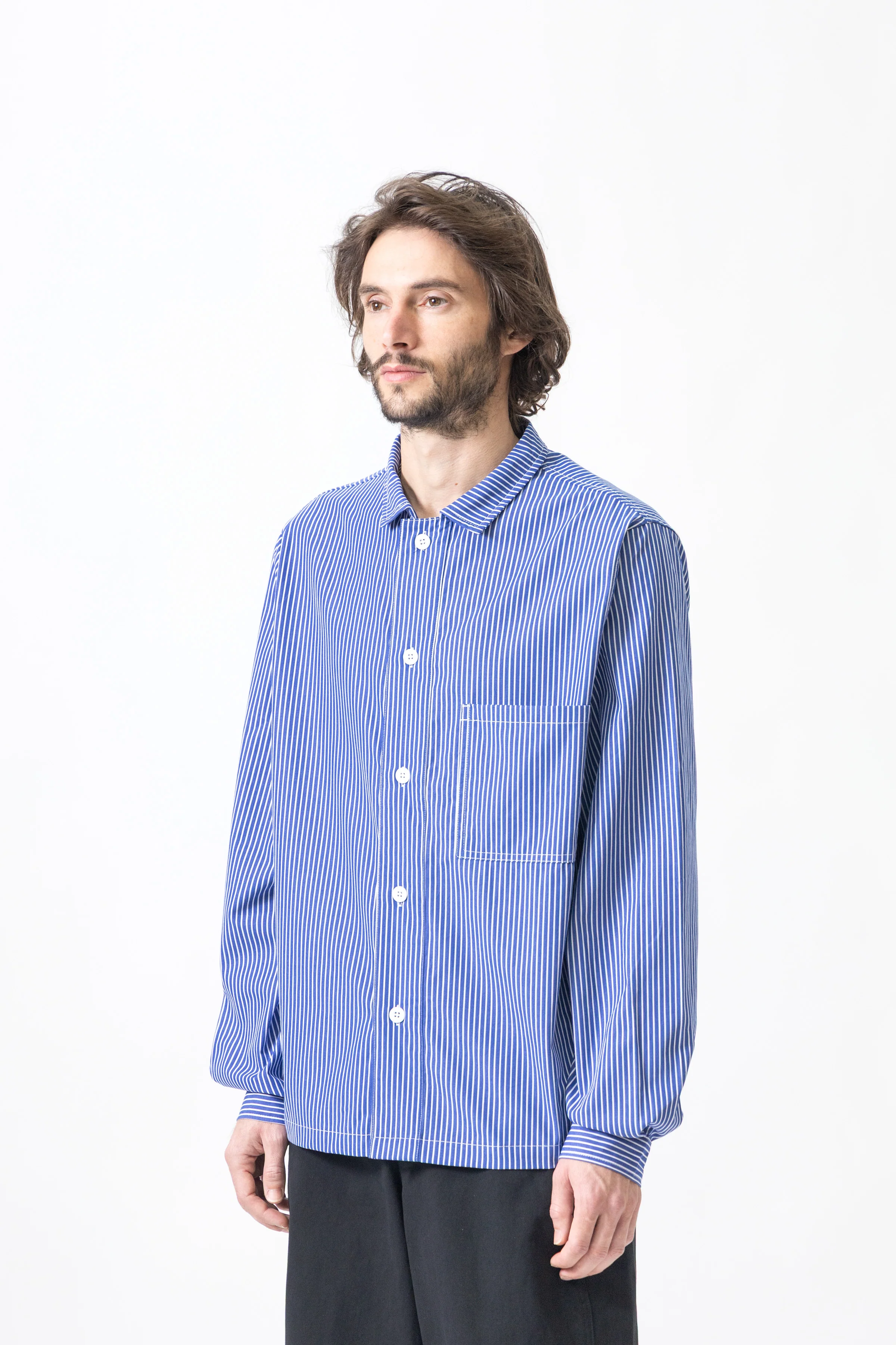 Blacksmith - 'Boxford' Utility Shirt - Thick Blue Stripe - Image 3