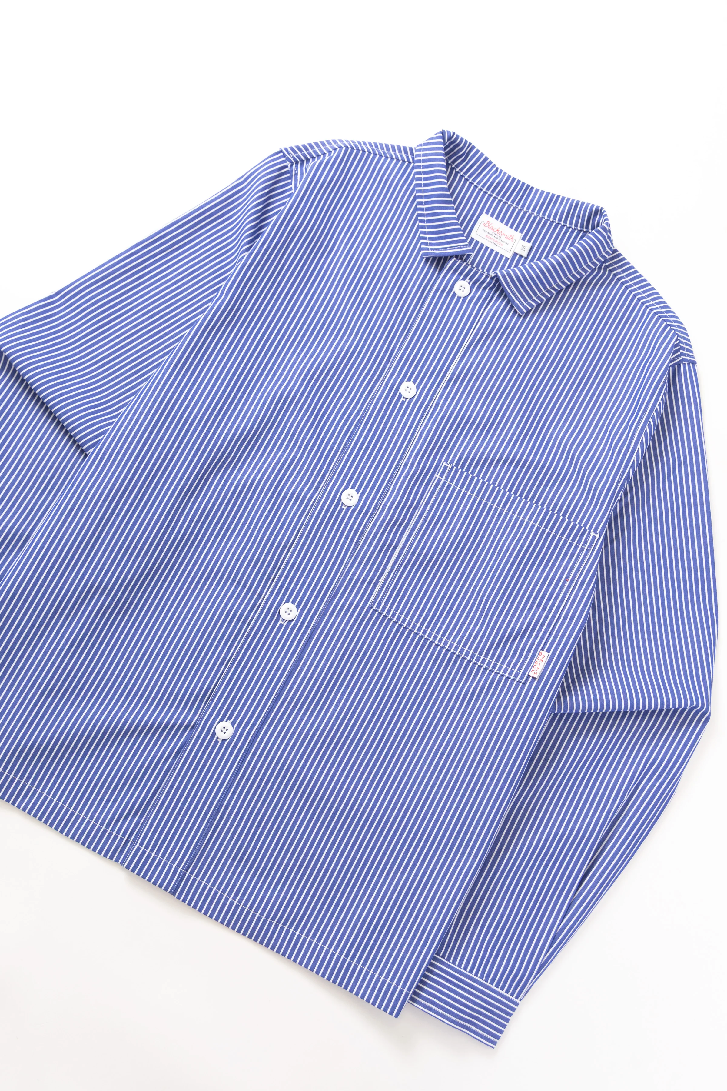 Blacksmith - 'Boxford' Utility Shirt - Thick Blue Stripe - Image 5