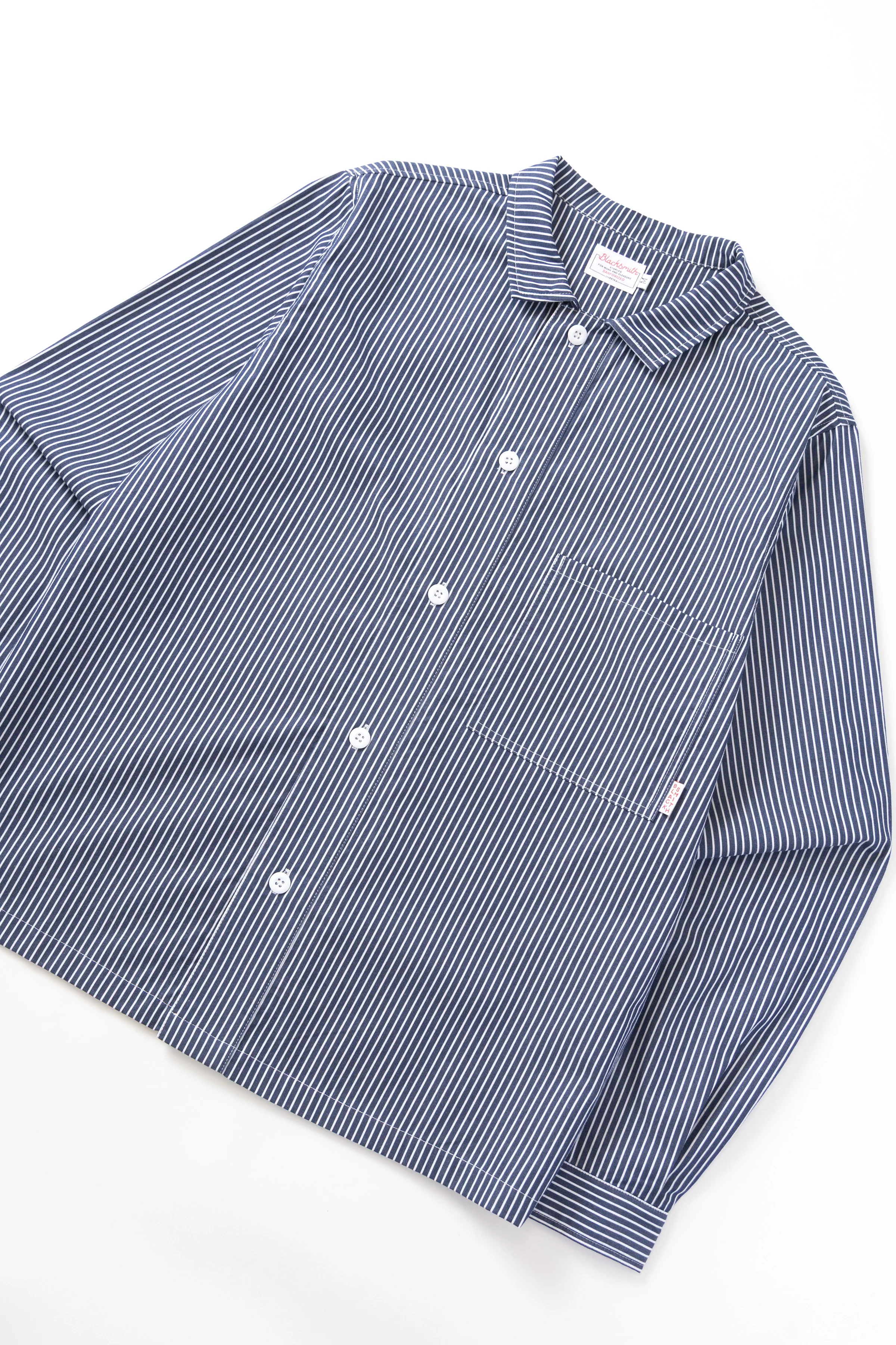 Blacksmith - 'Boxford' Utility Shirt - Thick Navy Stripe - Image 5
