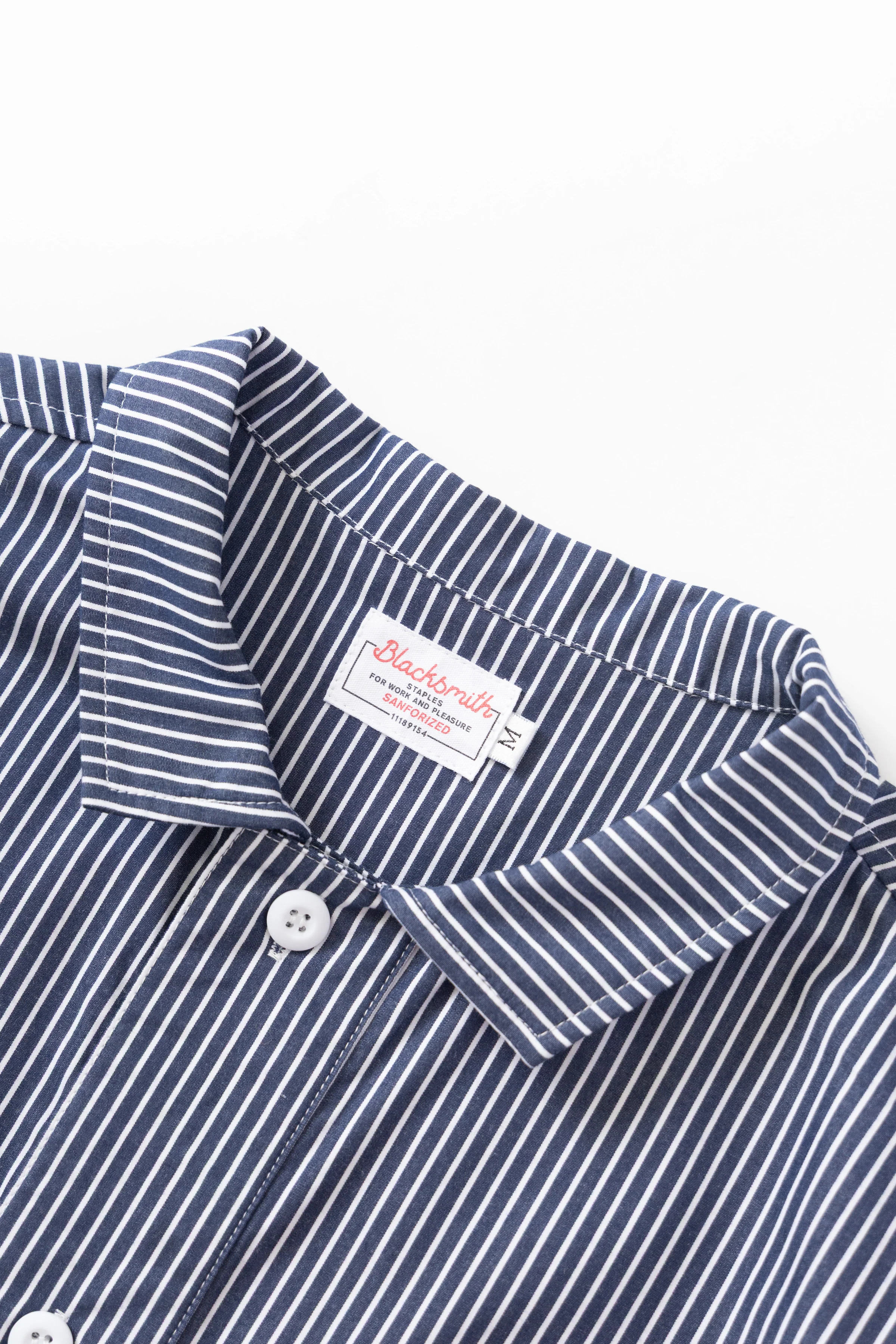 Blacksmith - 'Boxford' Utility Shirt - Thick Navy Stripe - Image 6