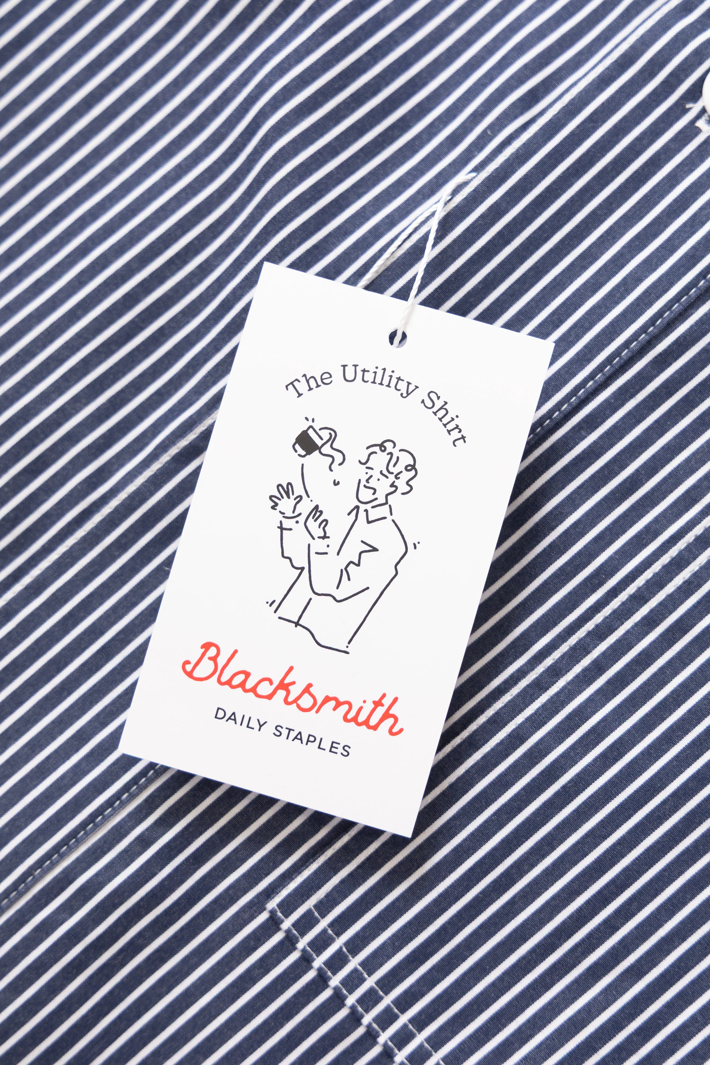 Blacksmith - 'Boxford' Utility Shirt - Thick Navy Stripe - Image 9