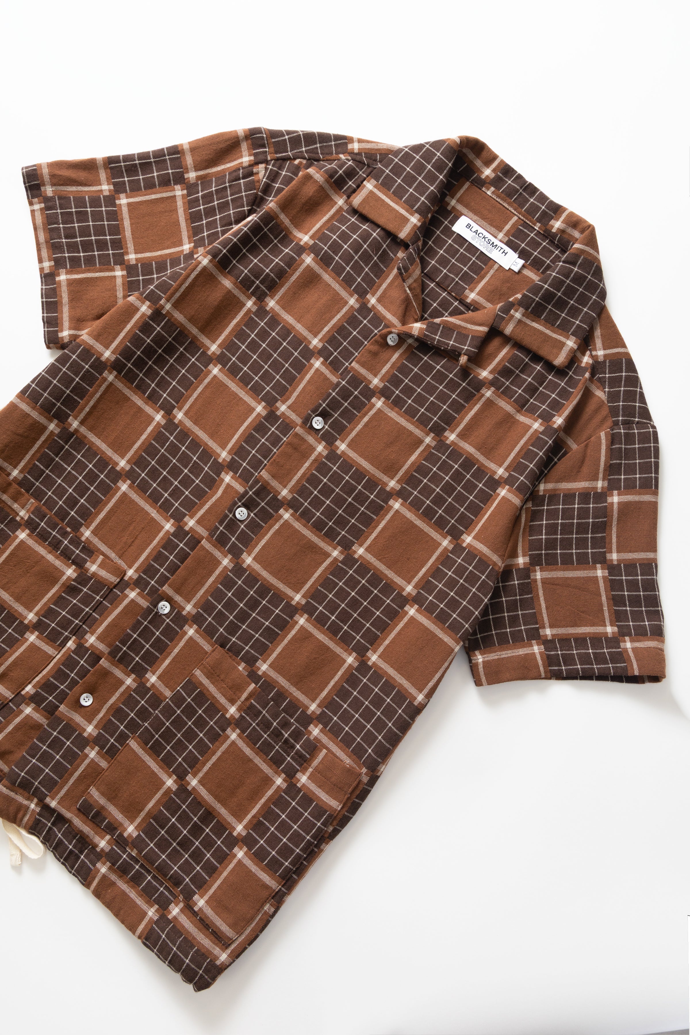Blacksmith - Check Weave Resort Shirt - Brown - Image 5