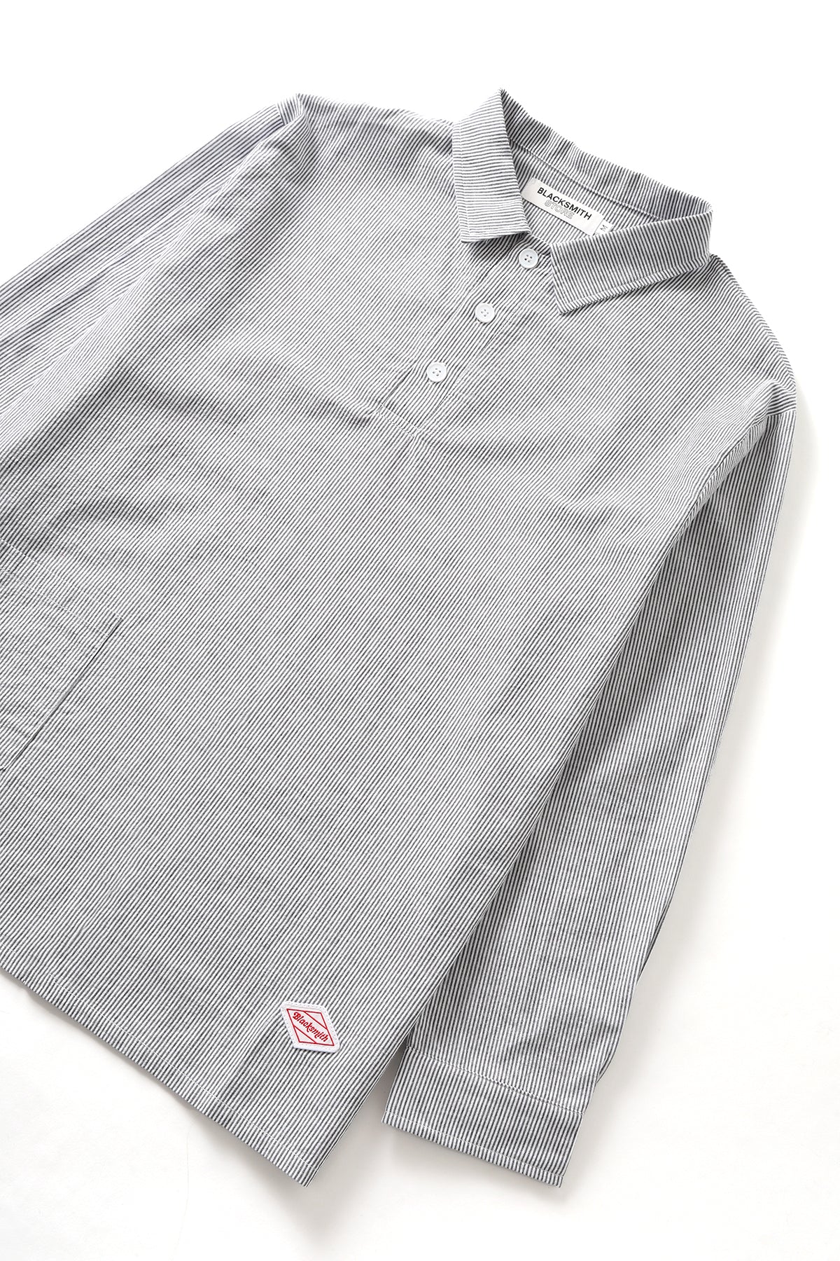 Blacksmith - Long Sleeved Popover Shirt - Black Seersucker - Image 2