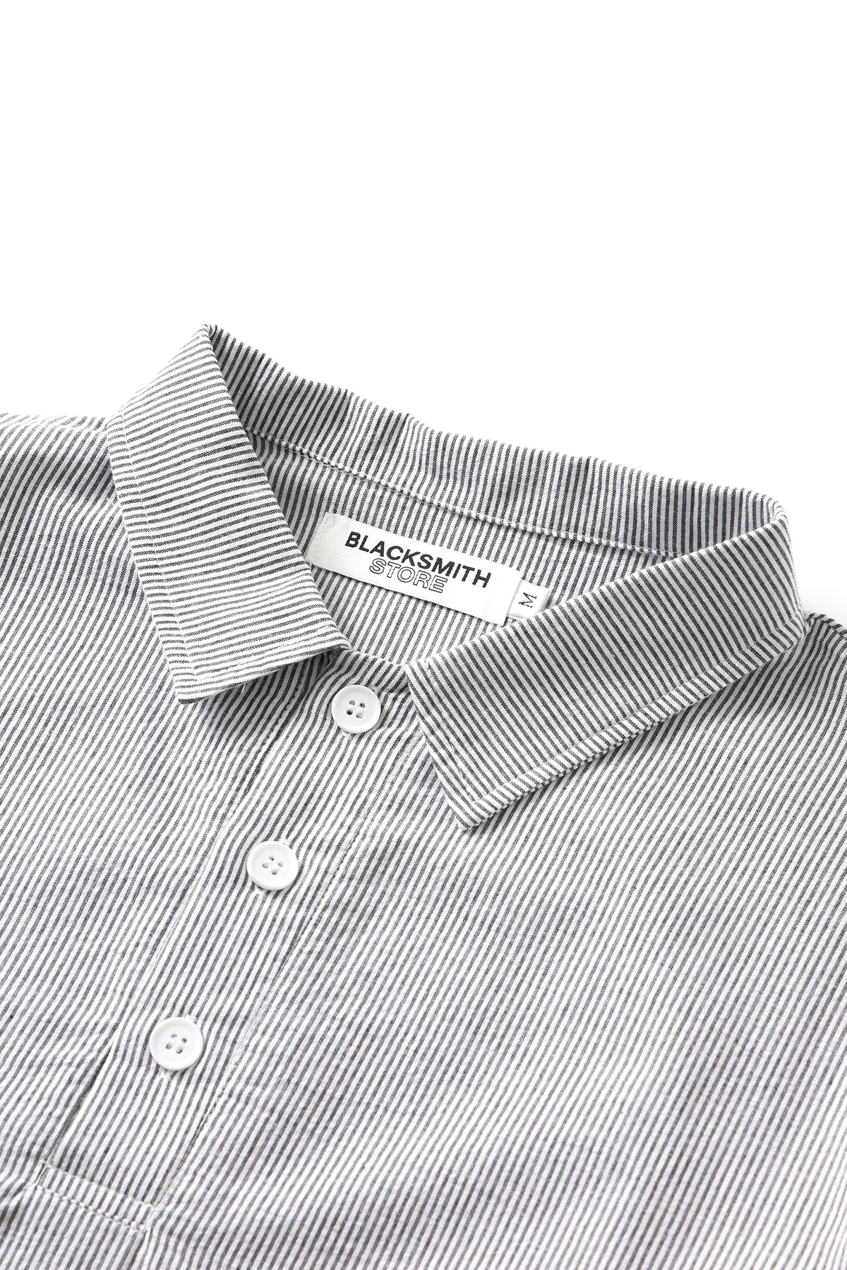 Blacksmith - Long Sleeved Popover Shirt - Black Seersucker - Image 3