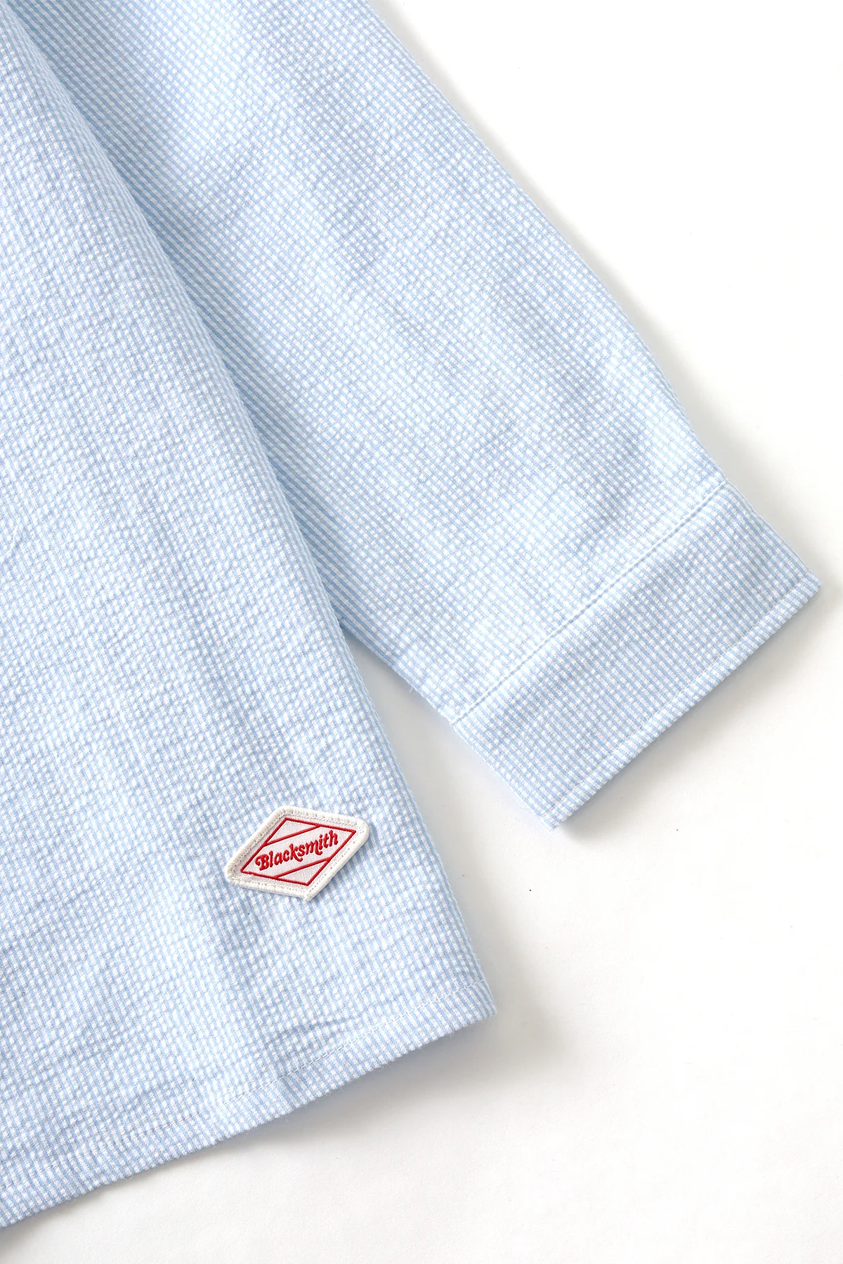 Blacksmith - Long Sleeved Popover Shirt - Blue Seersucker - Image 3