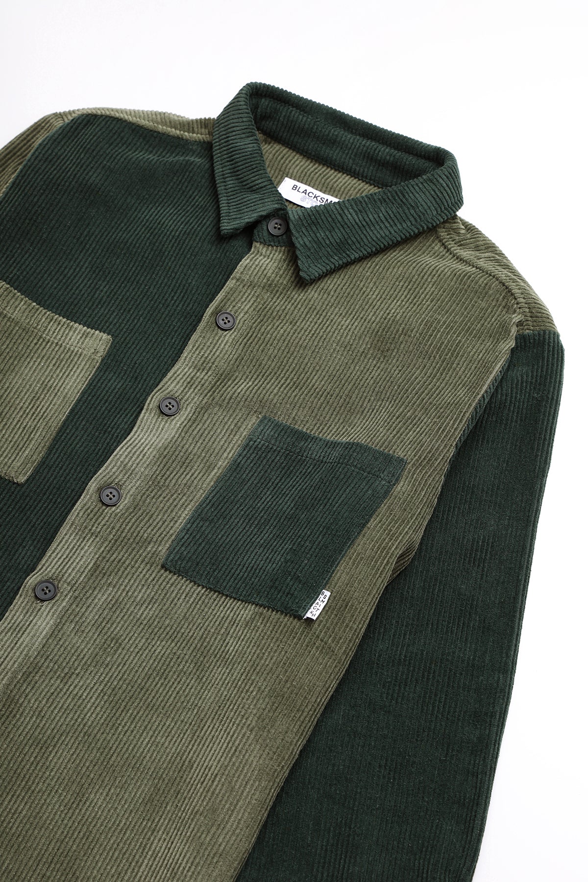 Blacksmith - Patchwork Corduroy Shirt - Green - Image 2