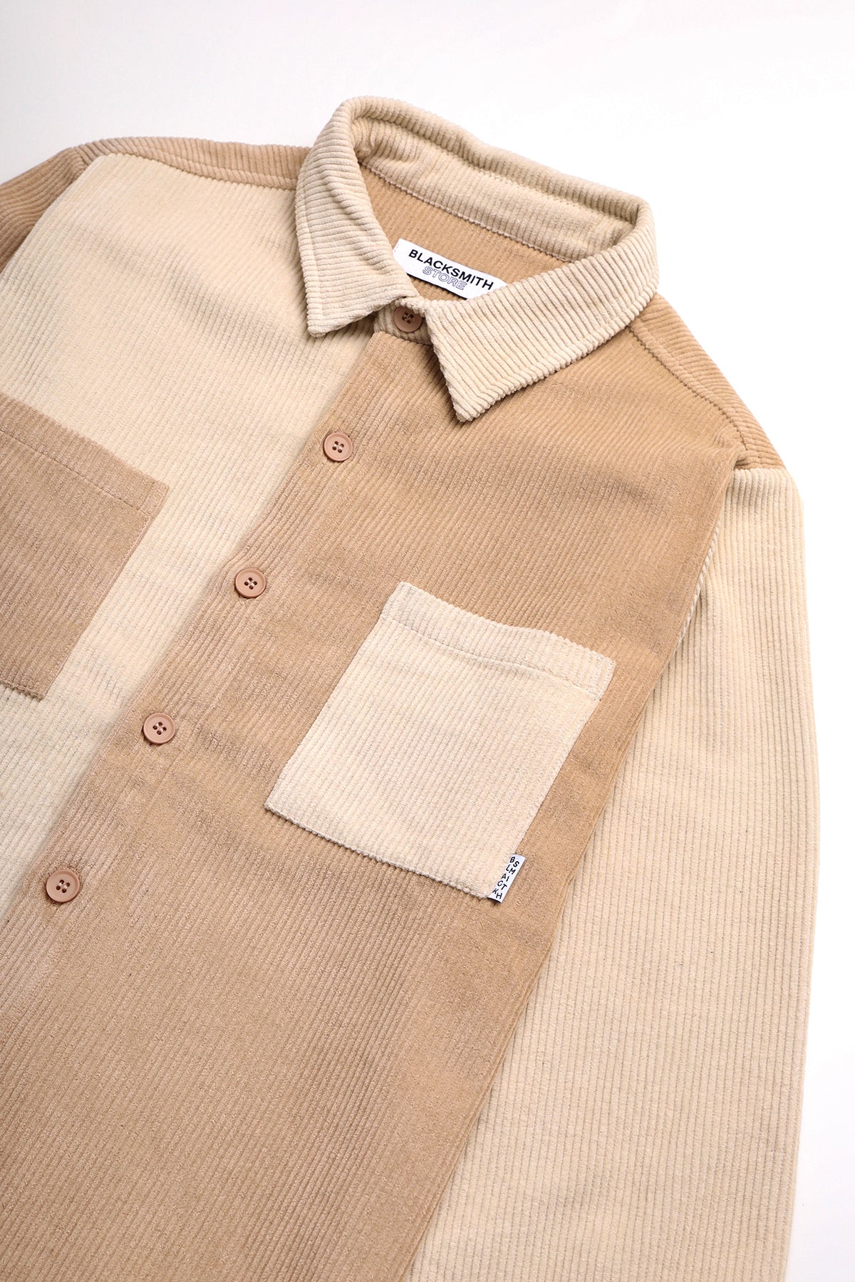 Blacksmith - Patchwork Corduroy Shirt - Natural - Image 2