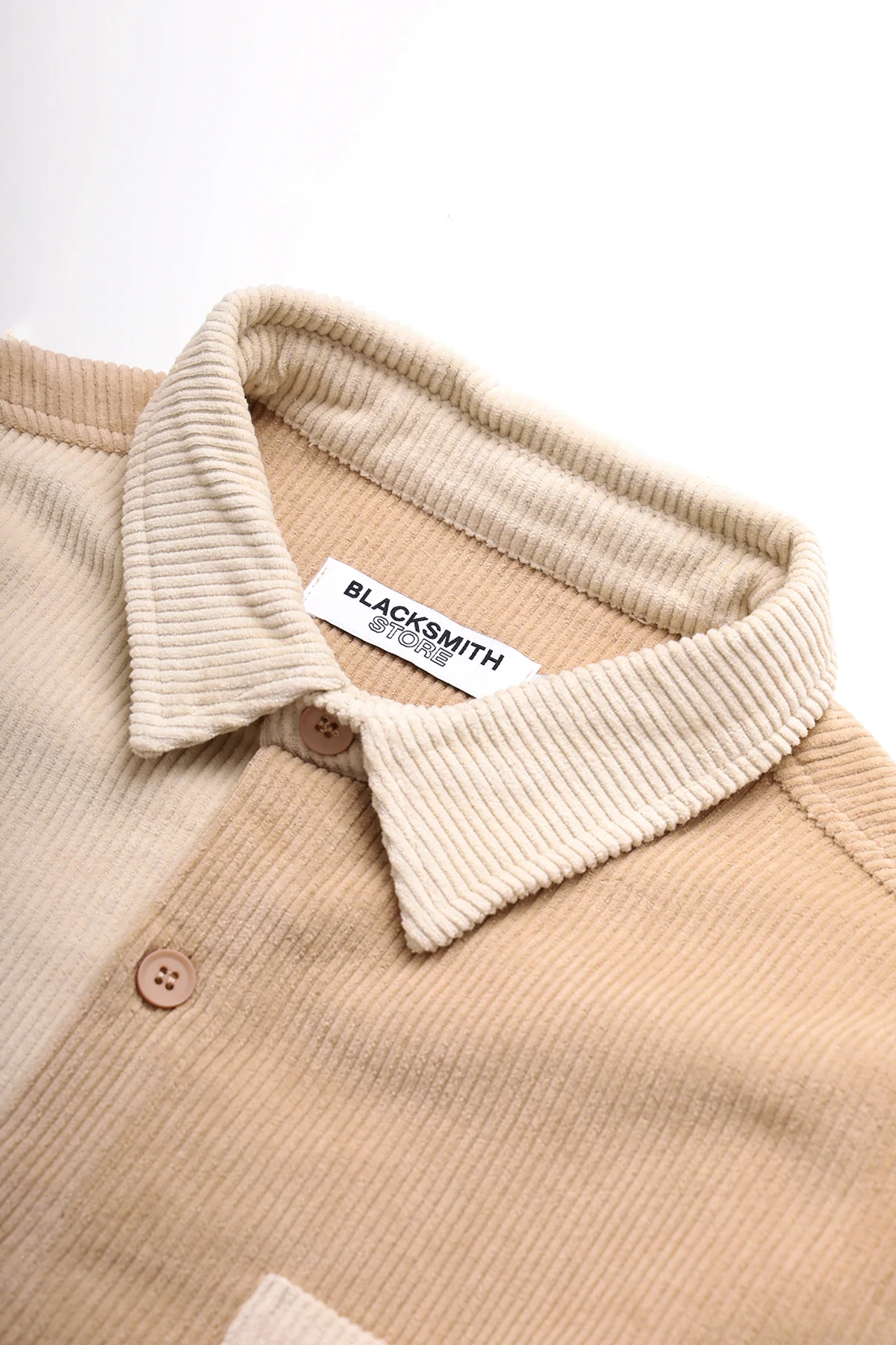 Blacksmith - Patchwork Corduroy Shirt - Natural - Image 3