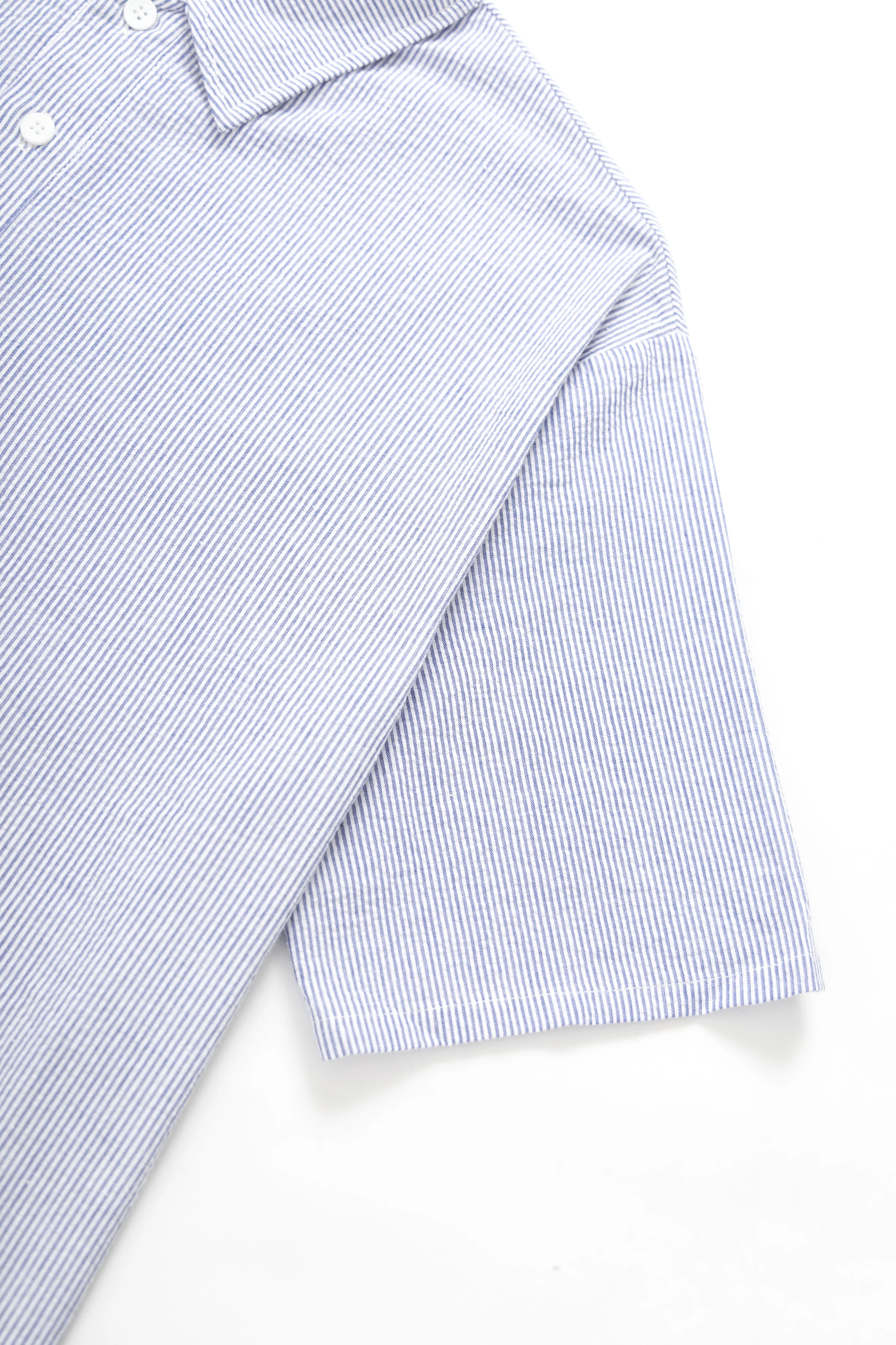 Blacksmith - Short Sleeved Popover Shirt - Blue Seersucker - Image 3