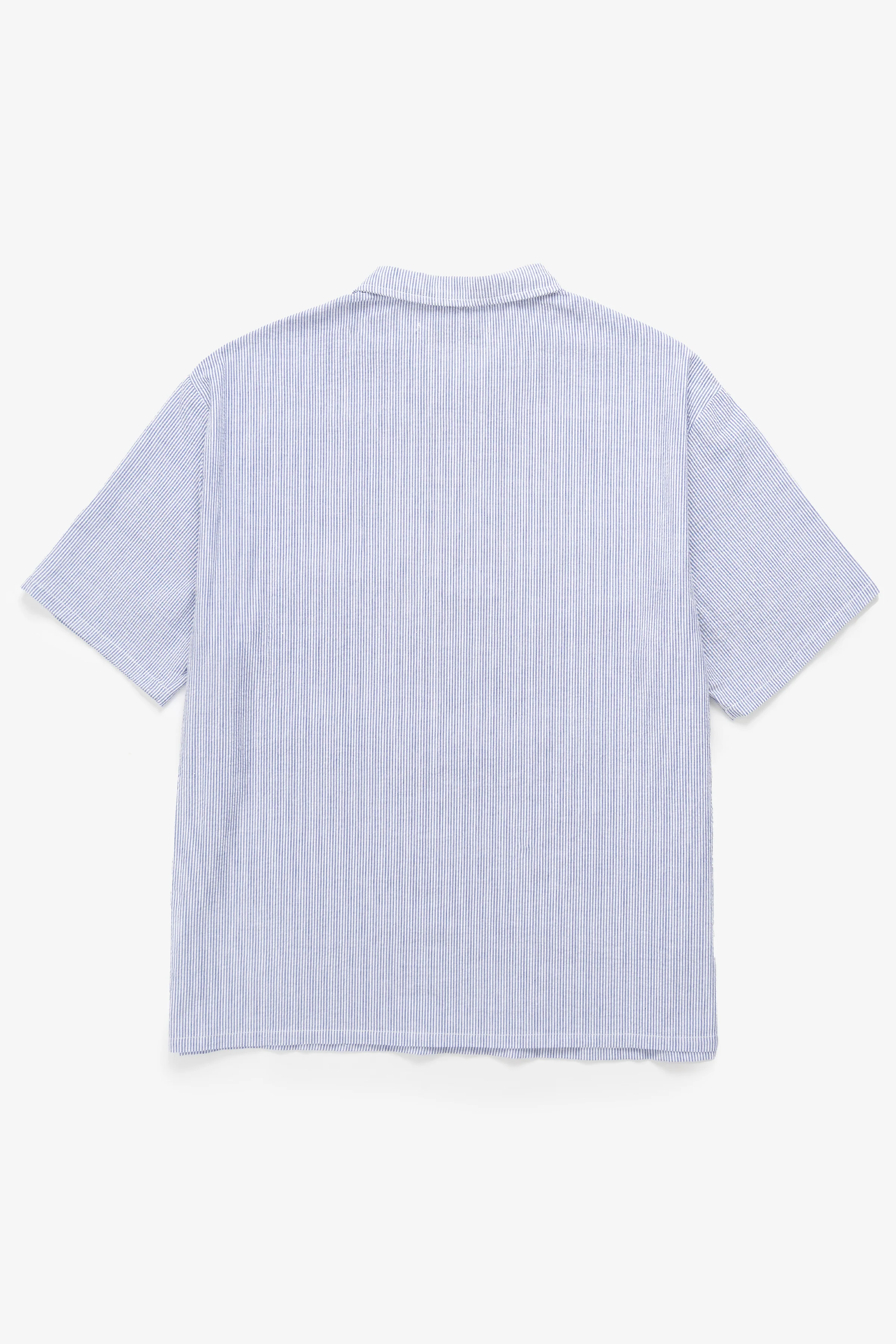 Blacksmith - Short Sleeved Popover Shirt - Blue Seersucker - Image 7