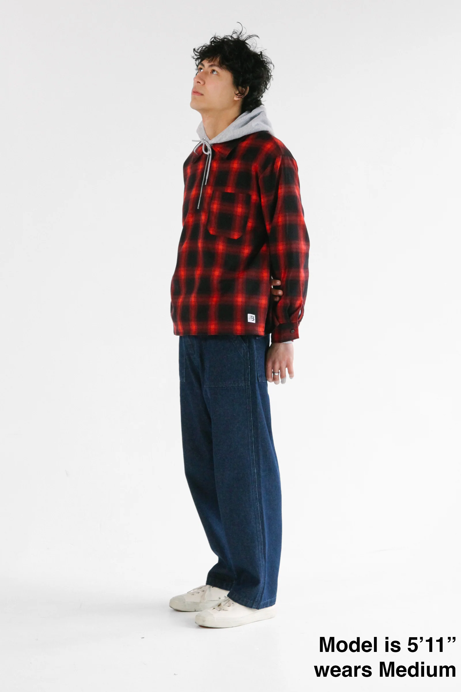 Blacksmith - Shadow Plaid Quarter Zip - Black/Red - Image 2