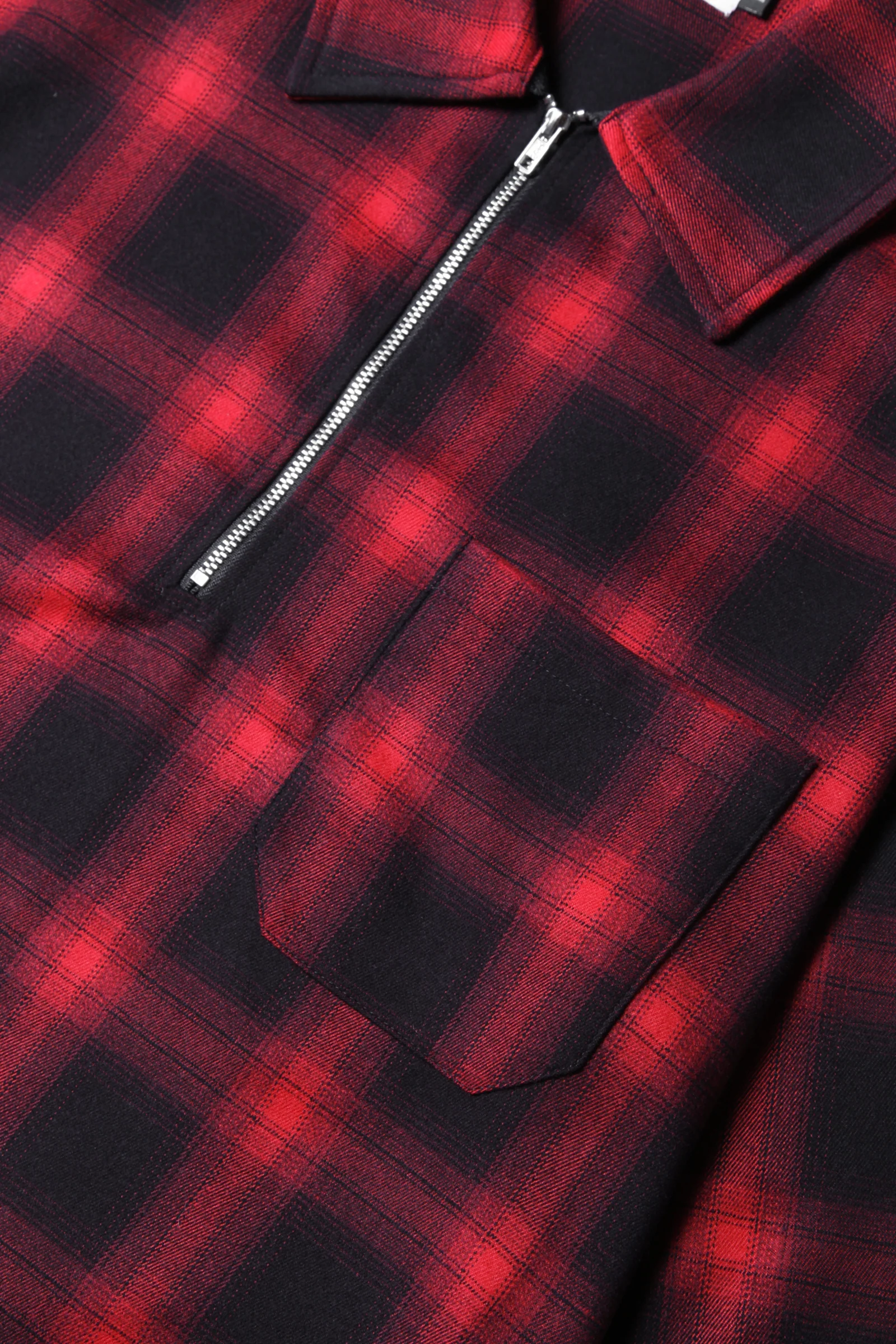 Blacksmith - Shadow Plaid Quarter Zip - Black/Red - Image 5