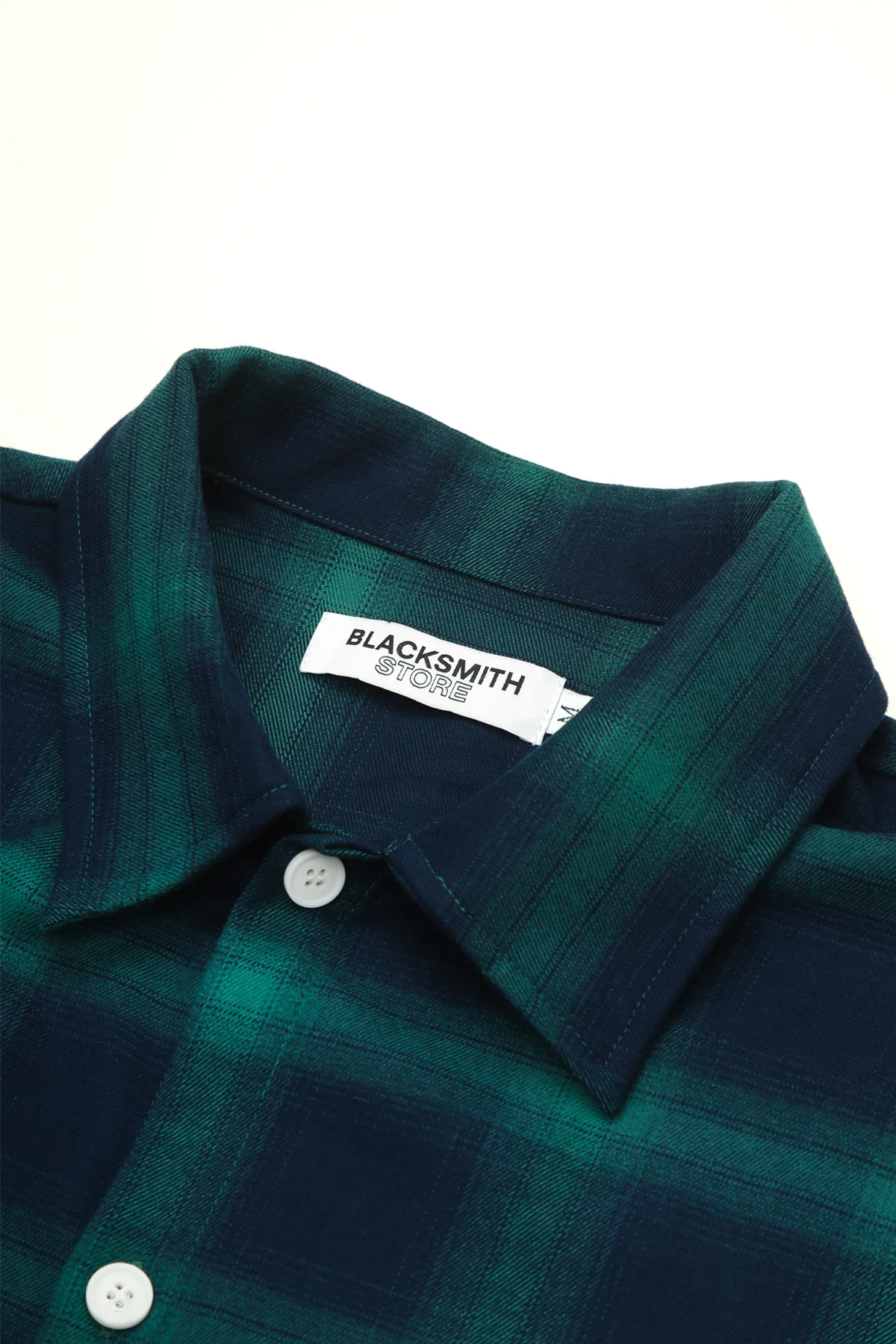 Blacksmith - Shadow Plaid Short Sleeve Shirt - Navy/Green - Image 4