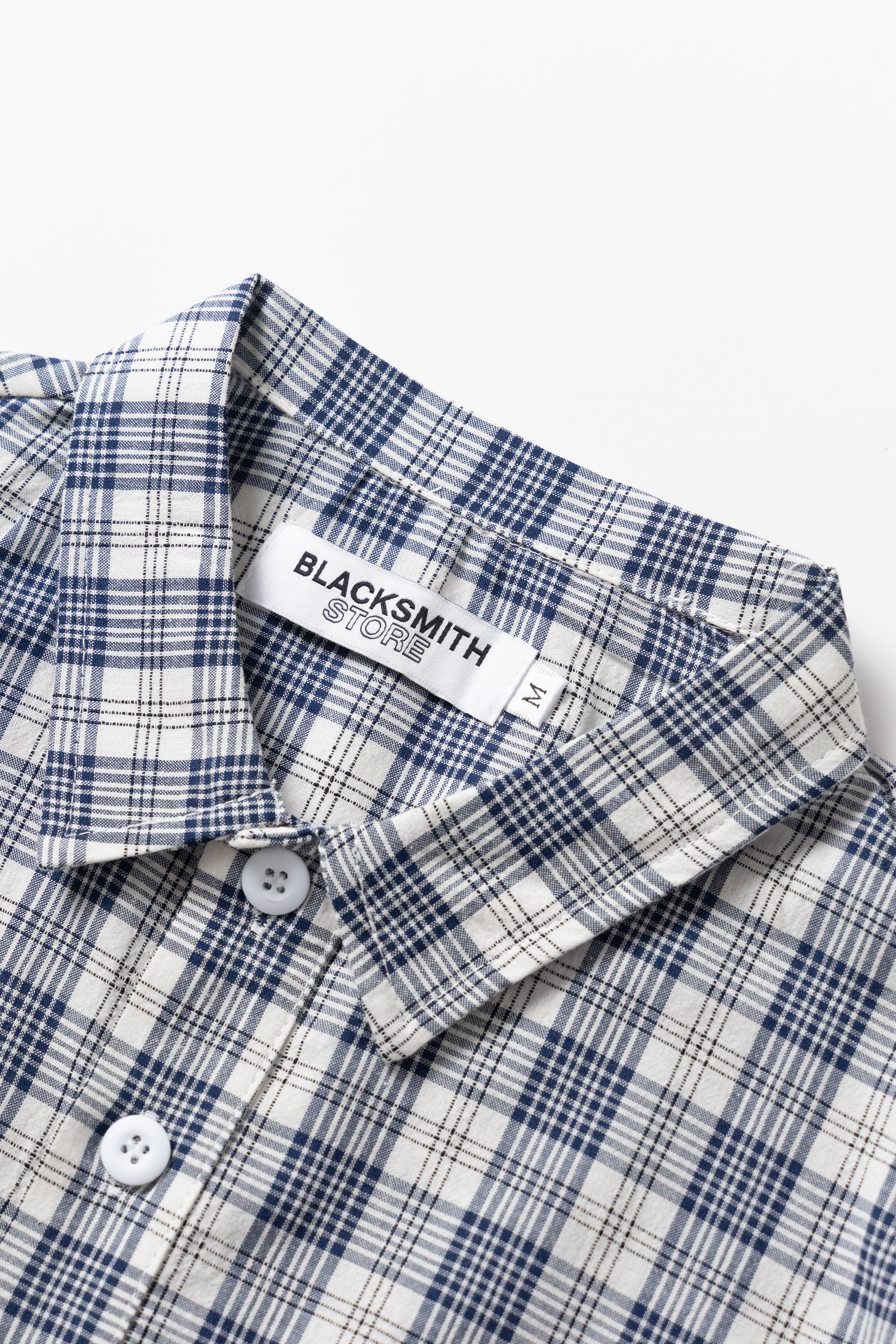 Blacksmith - Short Sleeved Popover Shirt - Navy Plaid - Image 7