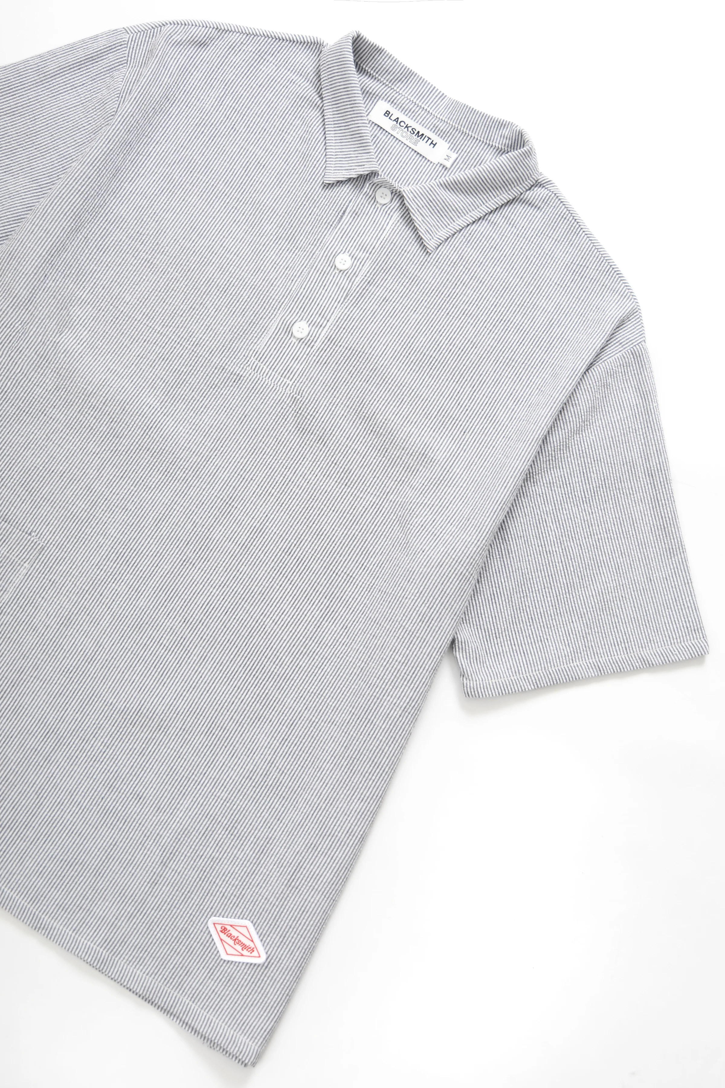 Blacksmith - Short Sleeved Popover Shirt - Black Seersucker - Image 2