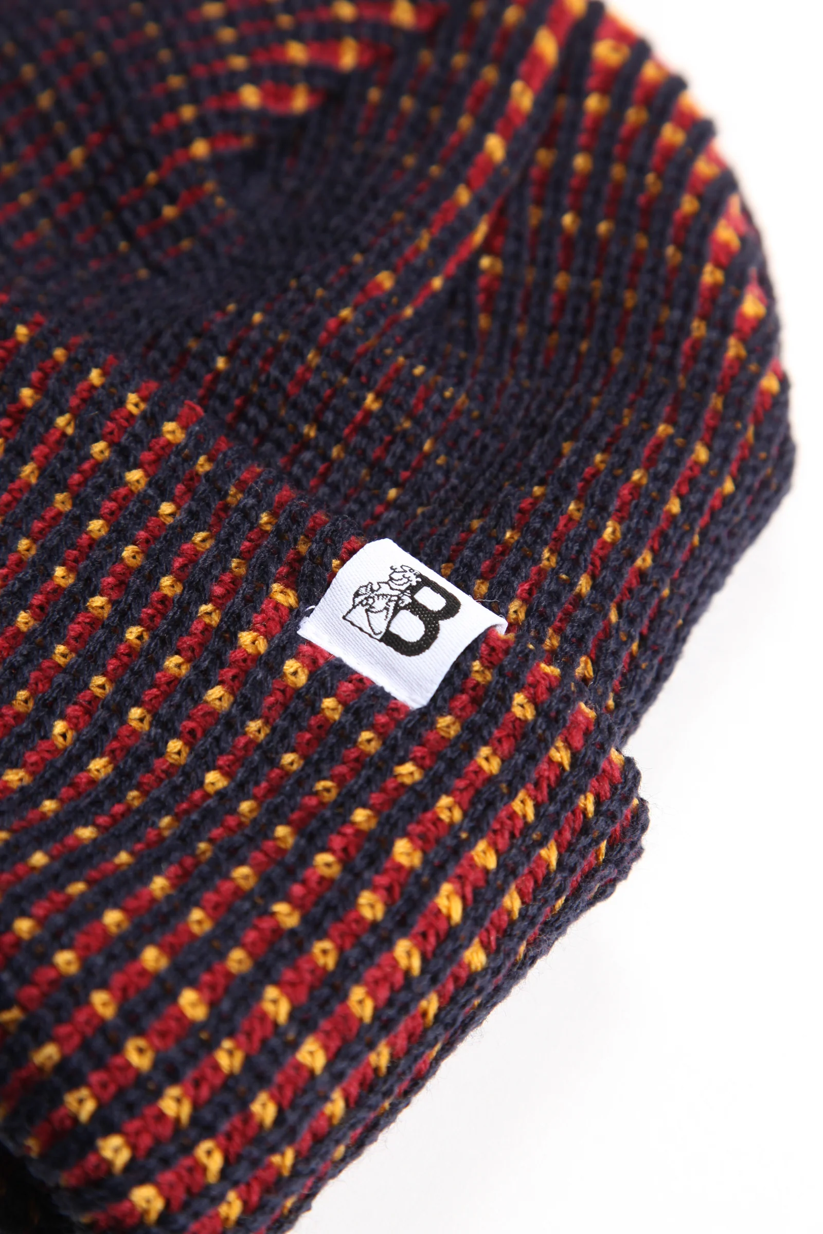 Blacksmith - Tri-Colour Waffle Beanie - Navy/Burgundy - Image 2