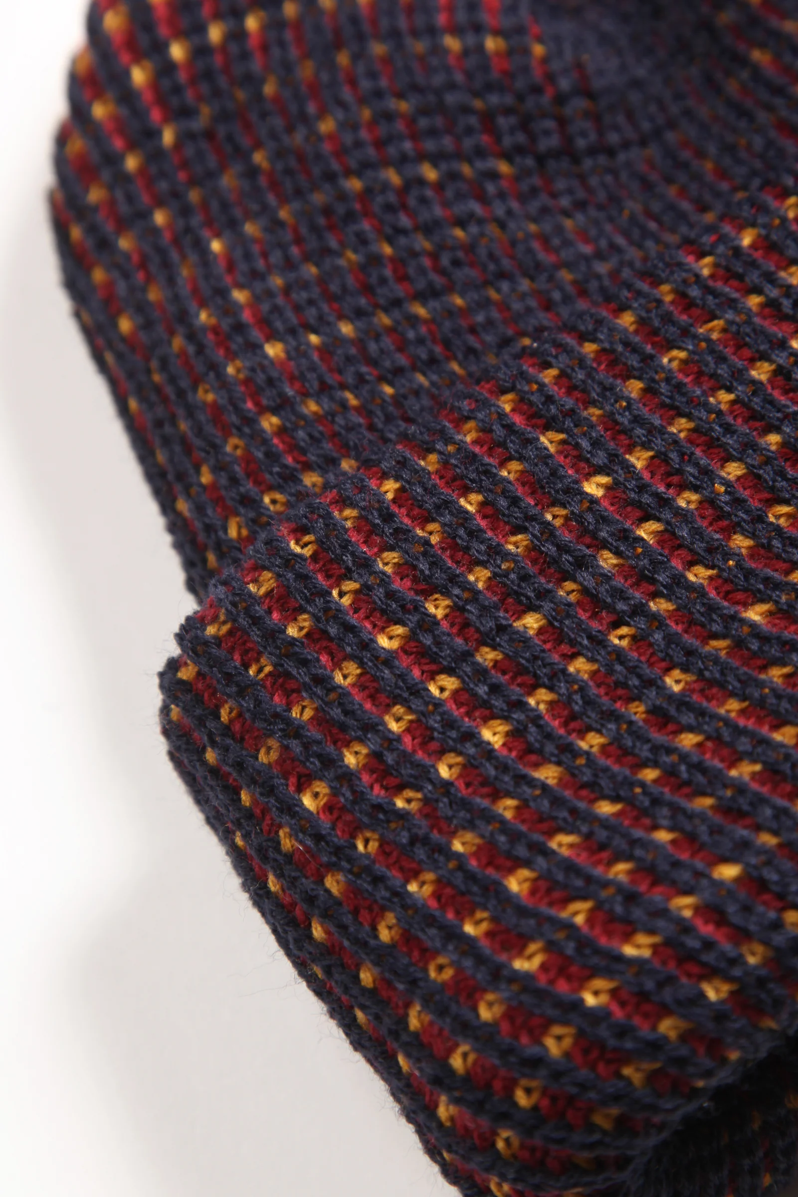Blacksmith - Tri-Colour Waffle Beanie - Navy/Burgundy - Image 3