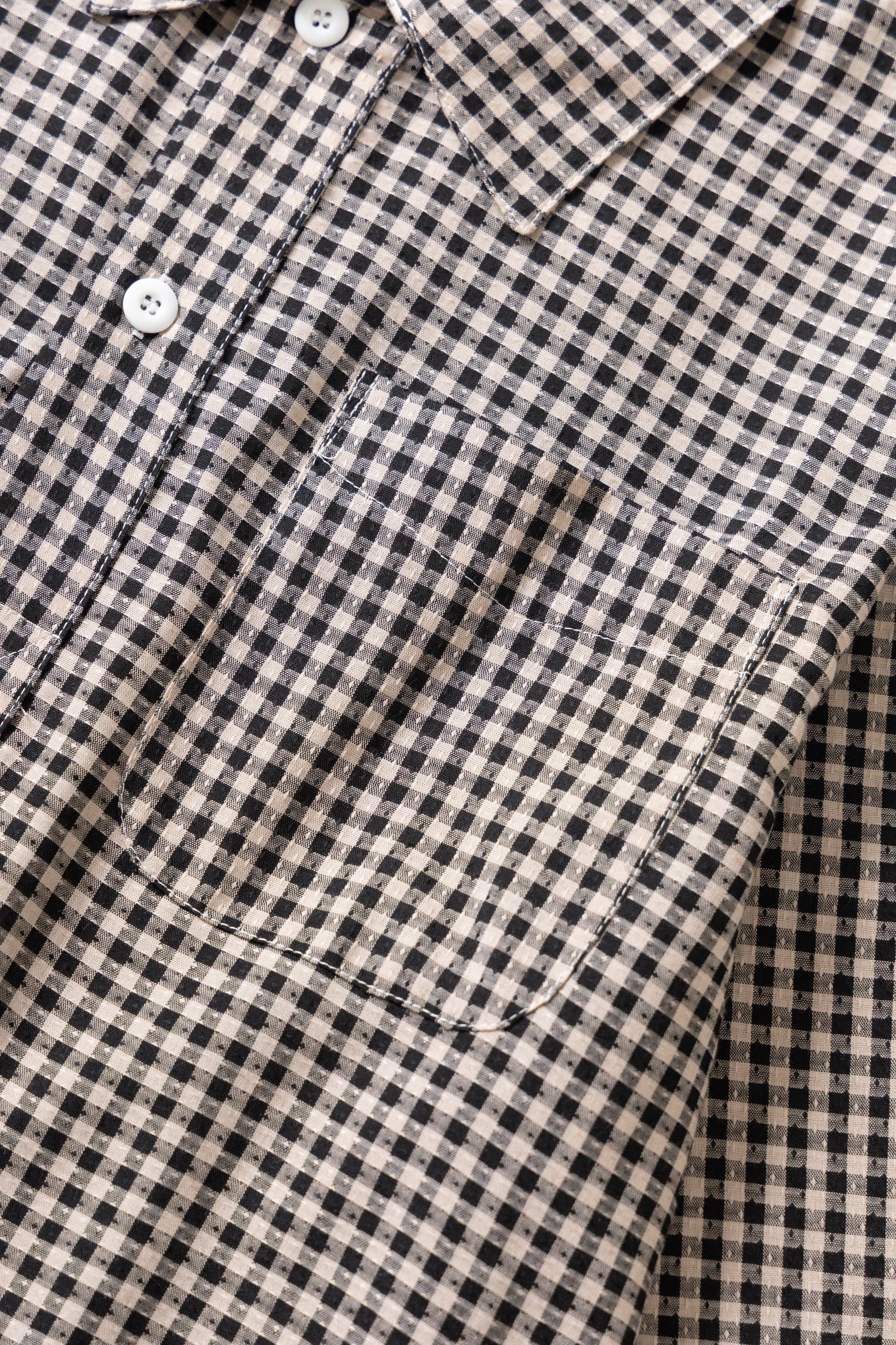 Blacksmith - Two Button Popover Shirt - Black Gingham - Image 9