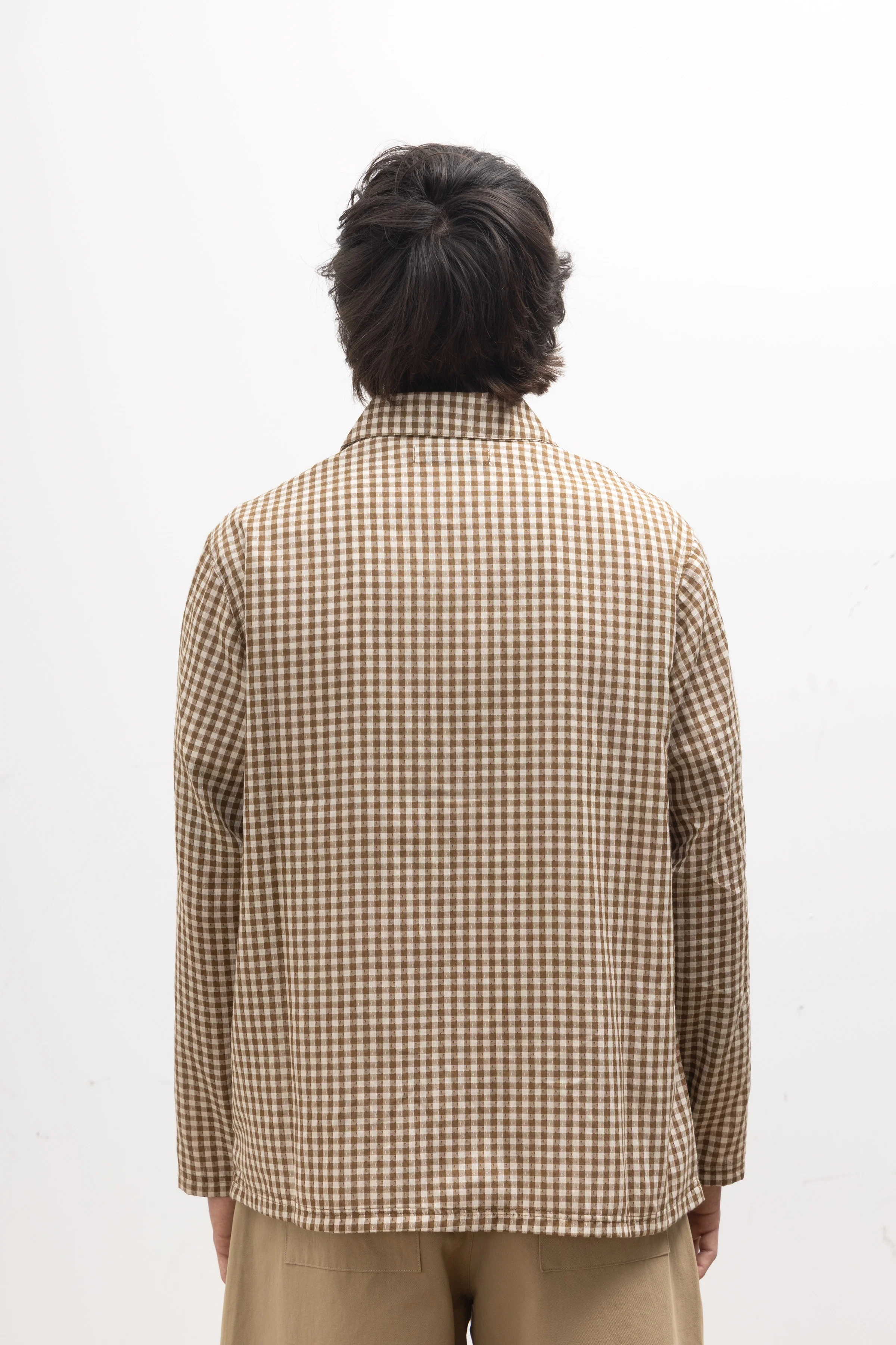 Blacksmith - Two Button Popover Shirt - Brown Gingham - Image 4