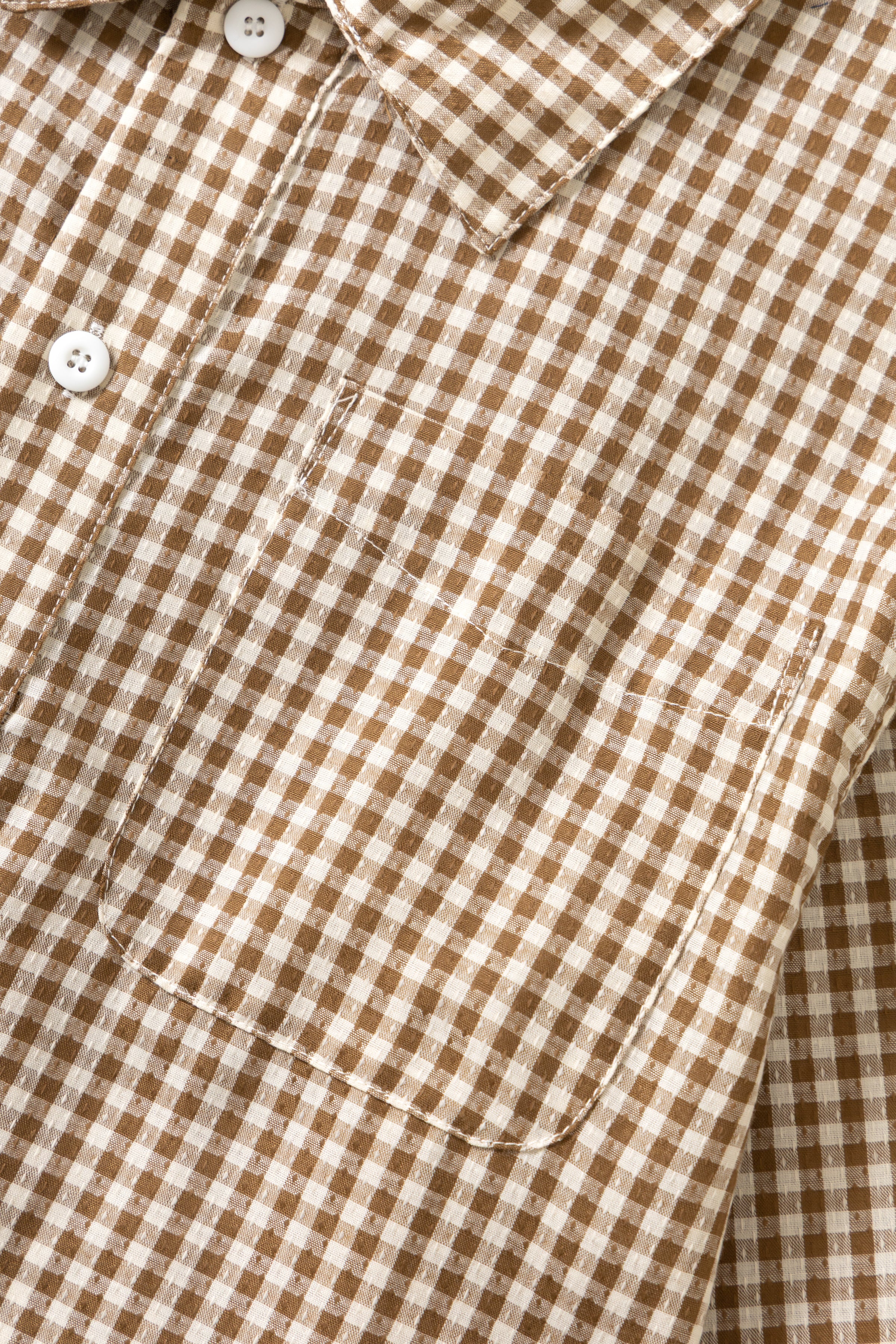 Blacksmith - Two Button Popover Shirt - Brown Gingham - Image 8