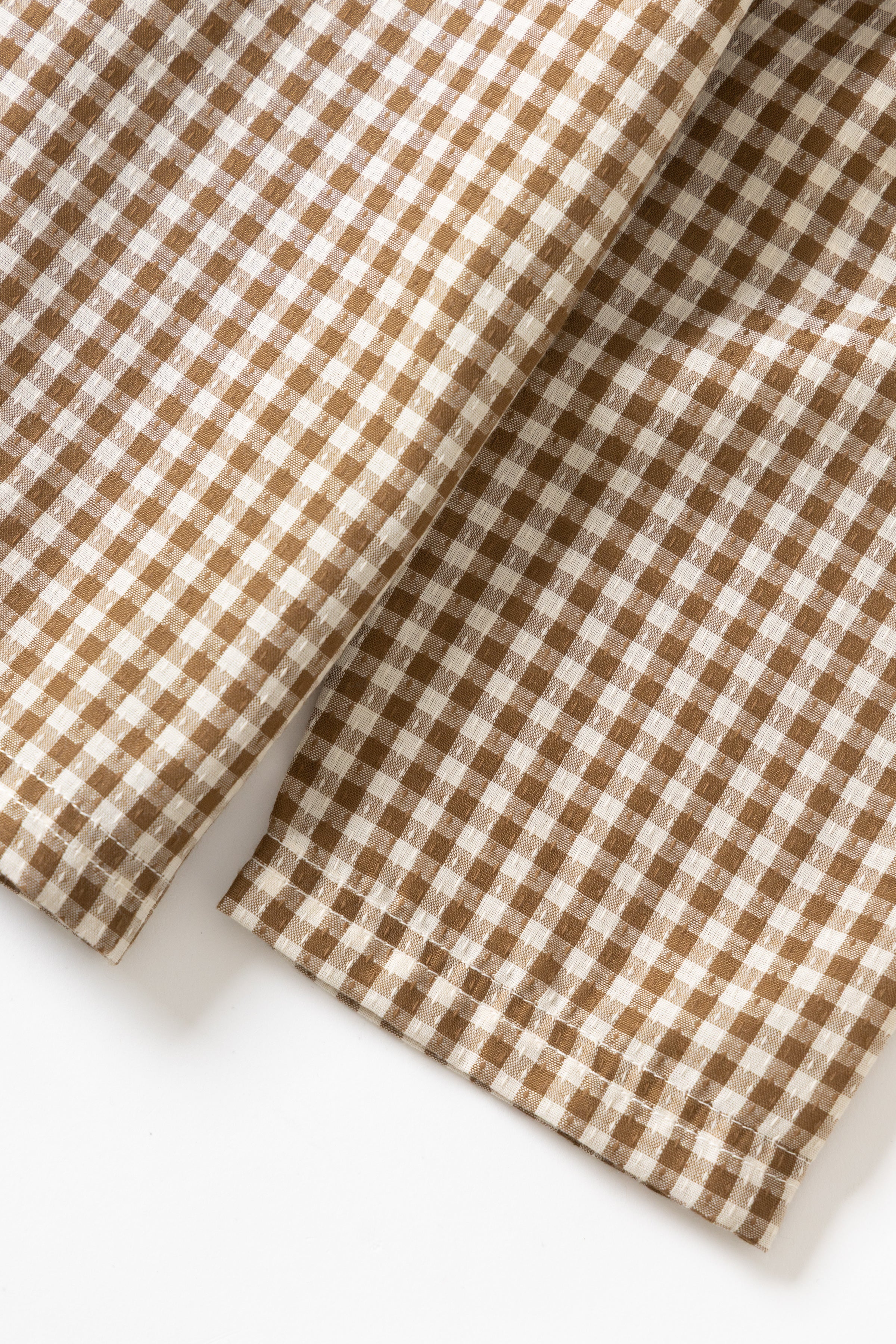 Blacksmith - Two Button Popover Shirt - Brown Gingham - Image 9