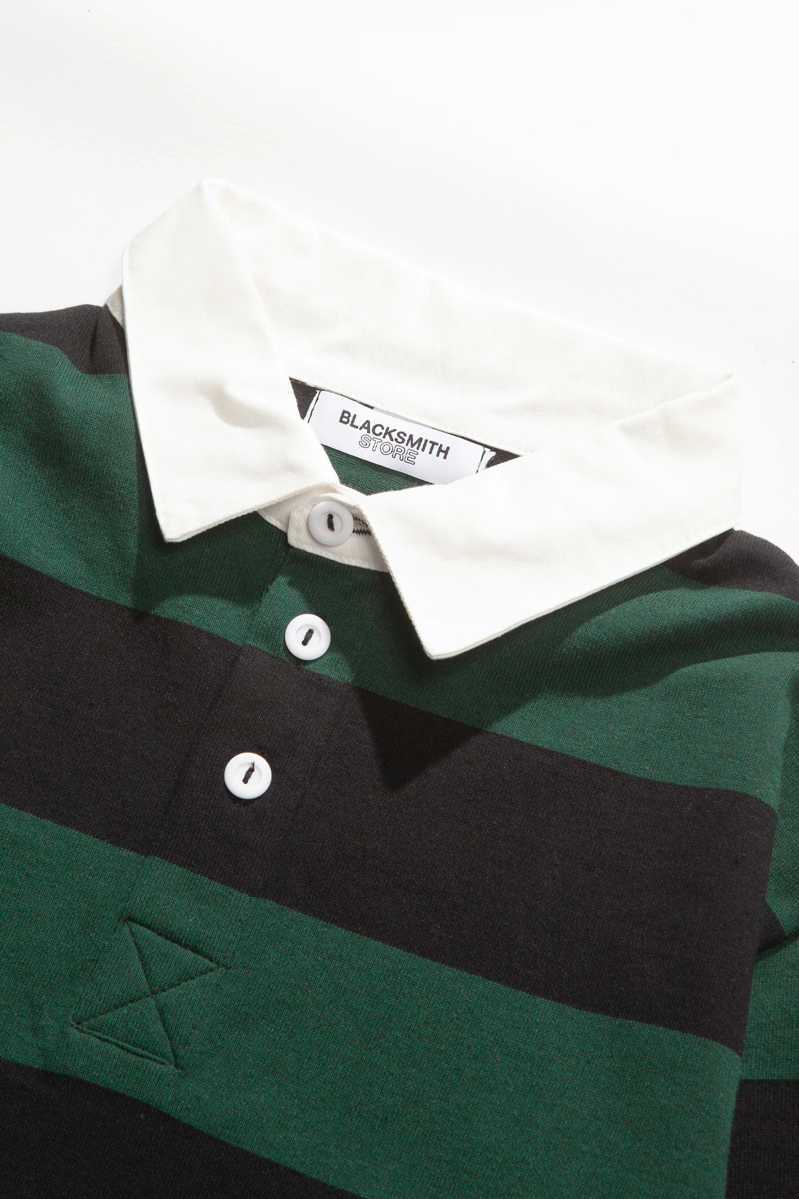 Blacksmith - Yarn Dye Striped Rugby - Forest/Black - Image 2