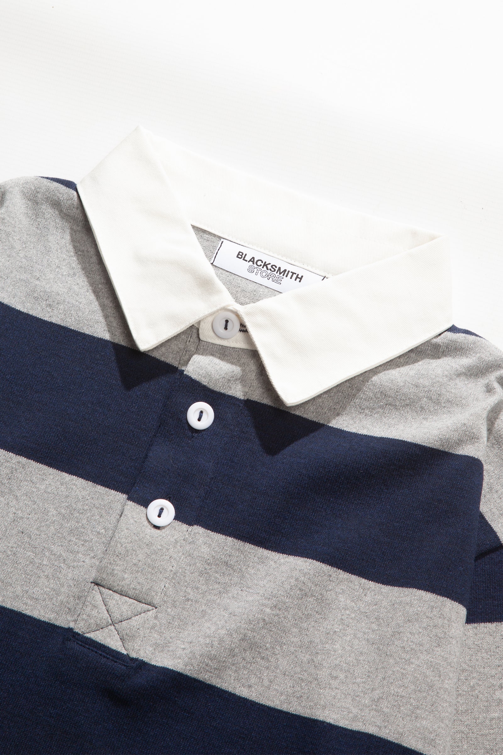 Blacksmith - Yarn Dye Striped Rugby - Grey/Navy - Image 2