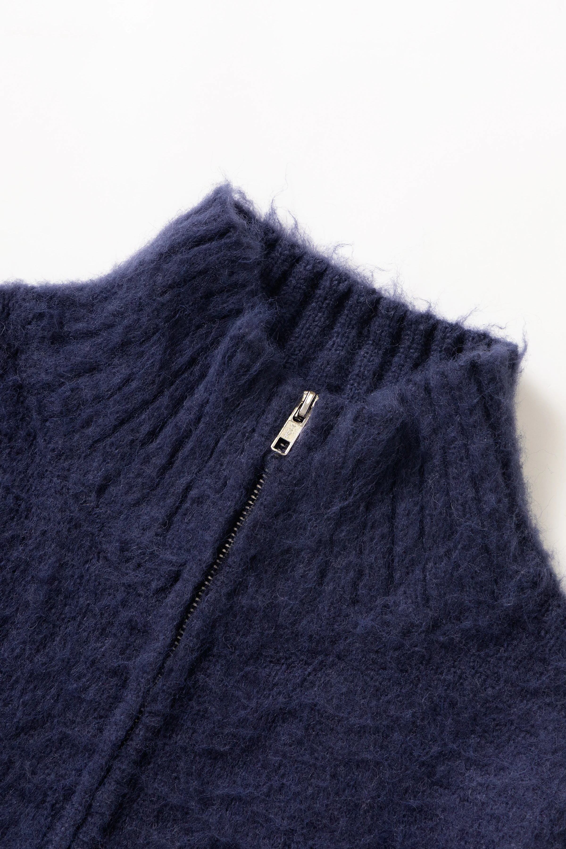 Blacksmith - Zip Mohair Cardigan - Navy - Image 8