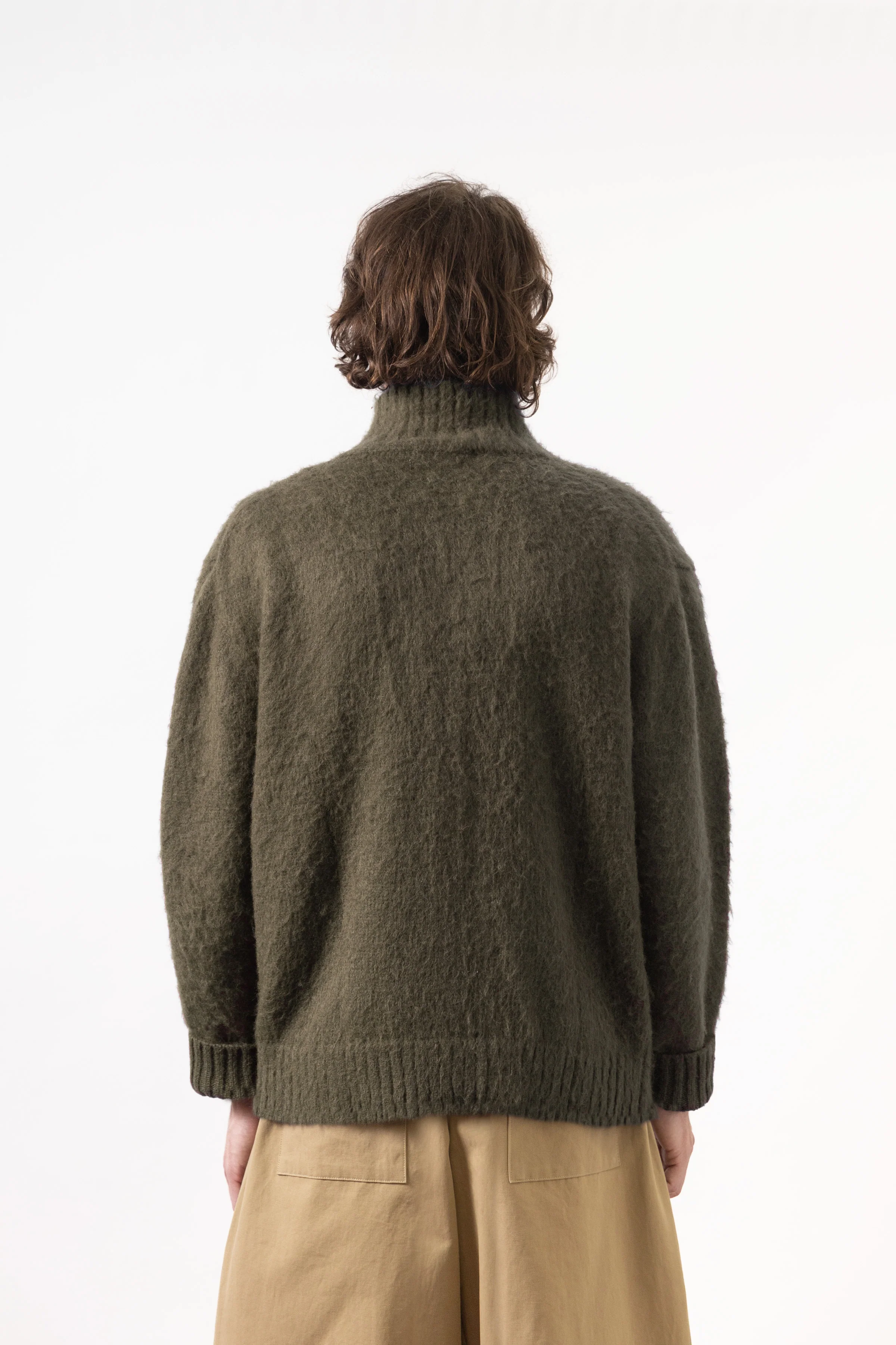 Blacksmith - Zip Mohair Cardigan - Olive - Image 4