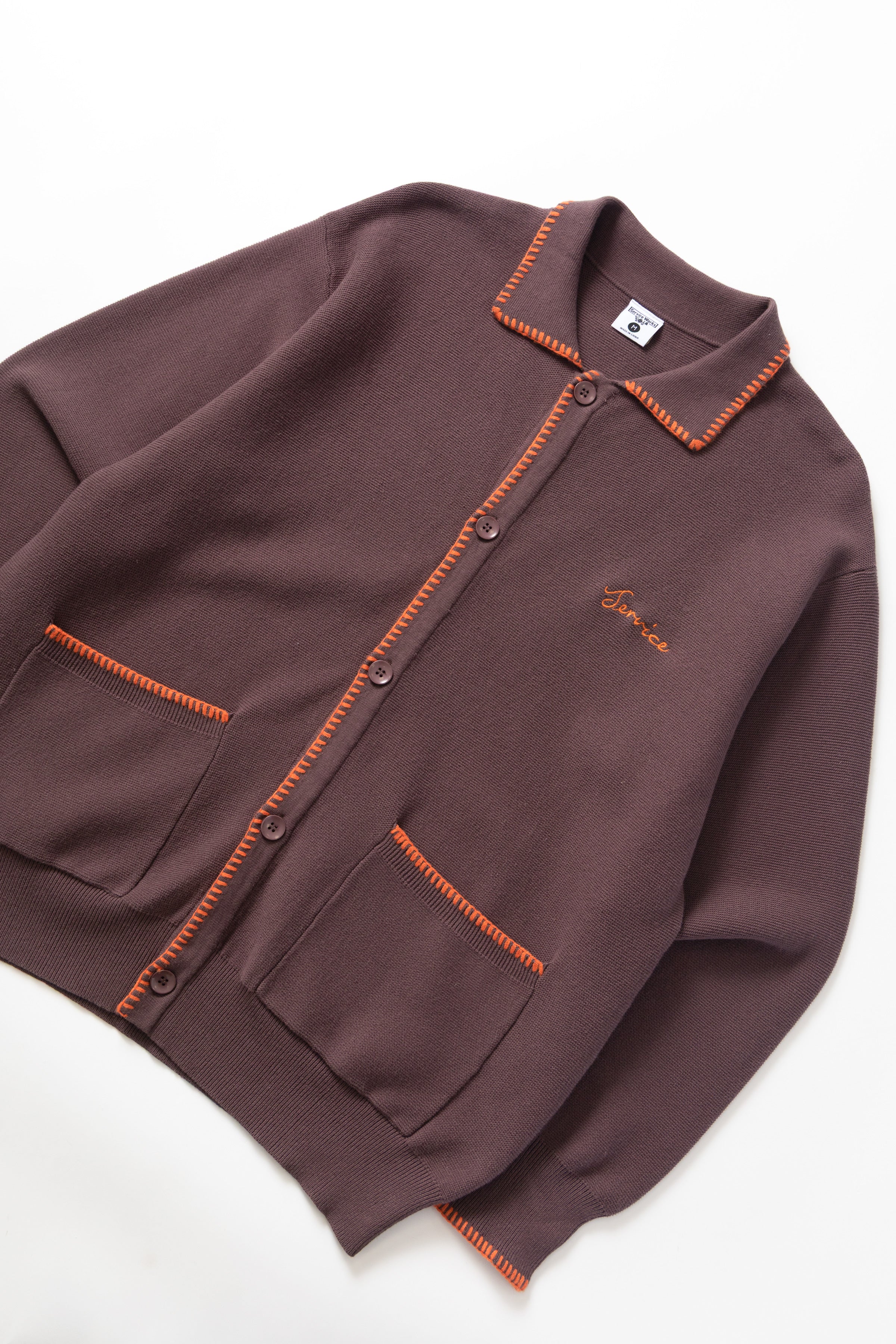 Service Works - Blanket Stitch Cardigan - Brown - Image 2