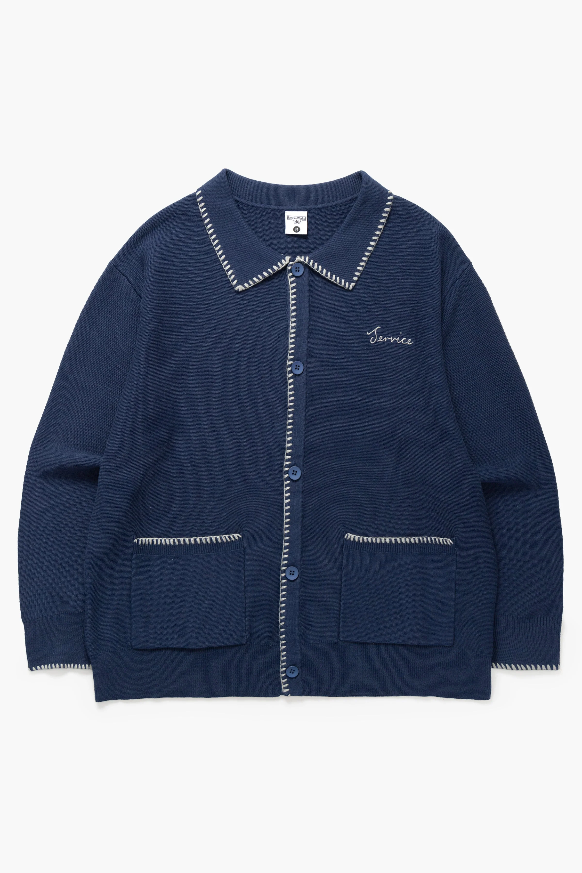 Service Works - Blanket Stitch Cardigan - Navy
