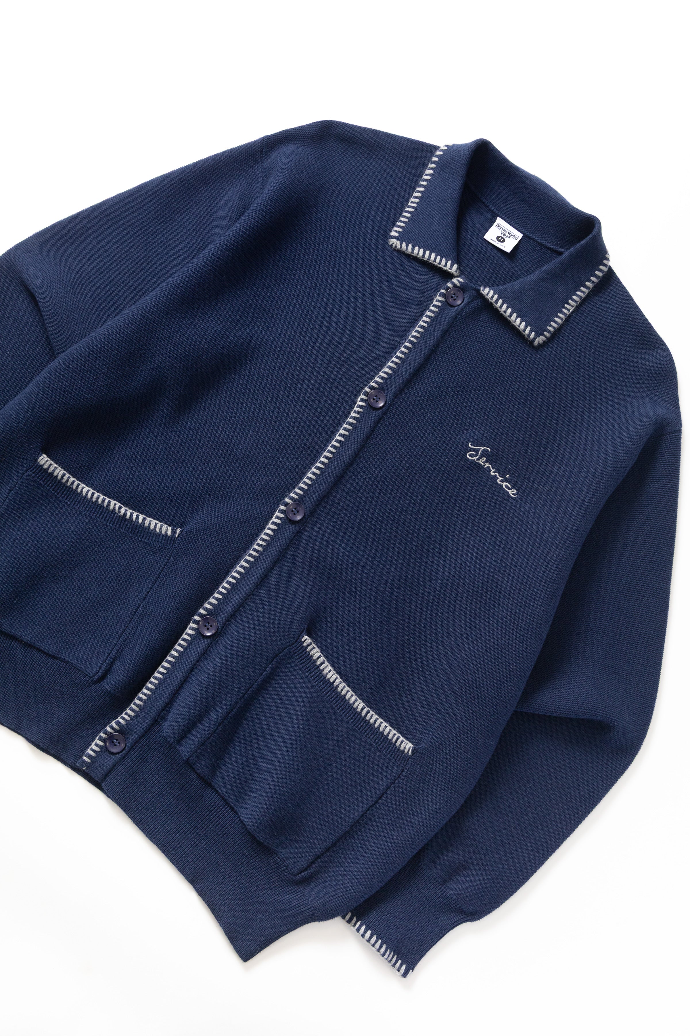 Service Works - Blanket Stitch Cardigan - Navy - Image 2