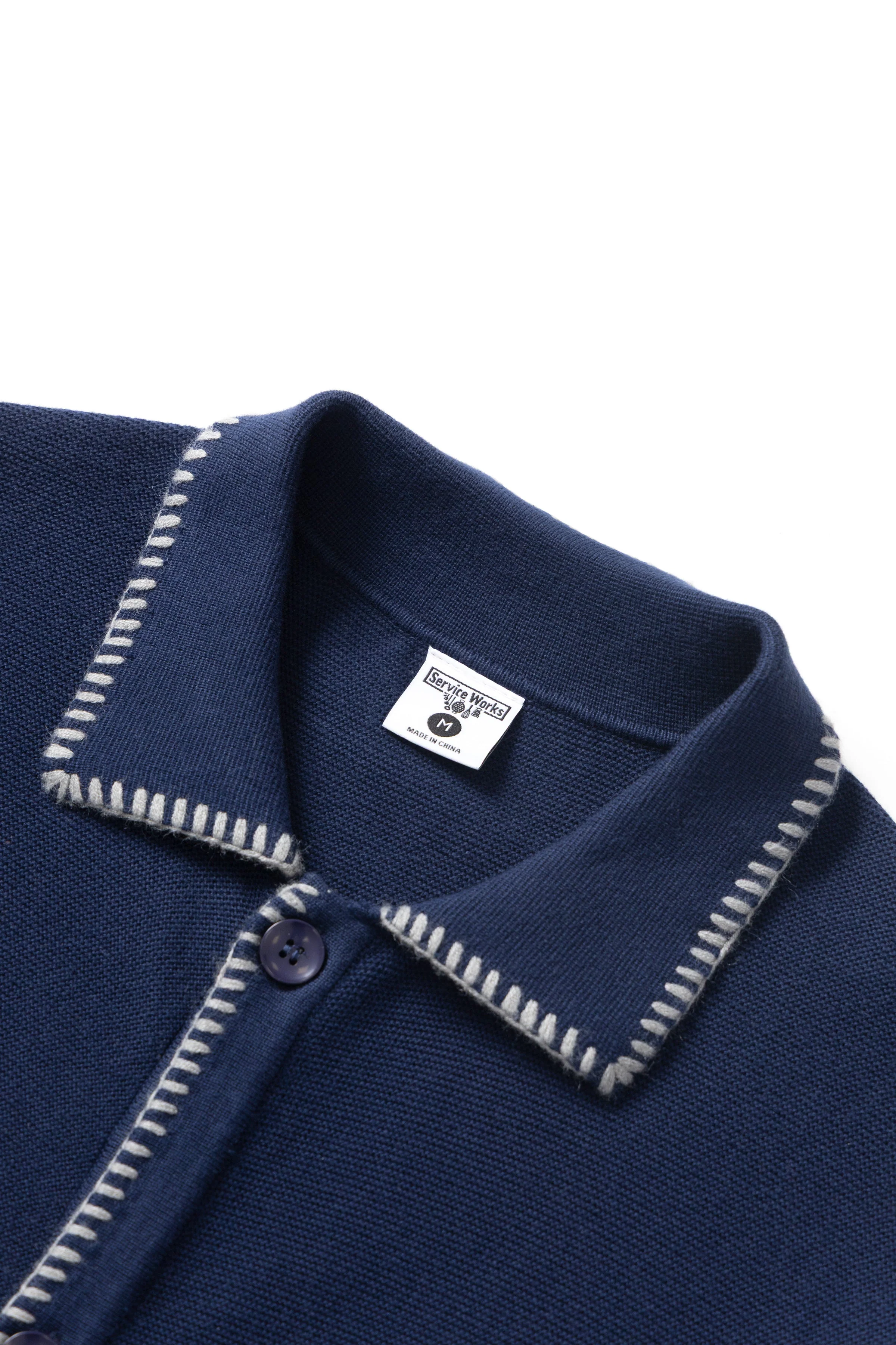 Service Works - Blanket Stitch Cardigan - Navy - Image 5