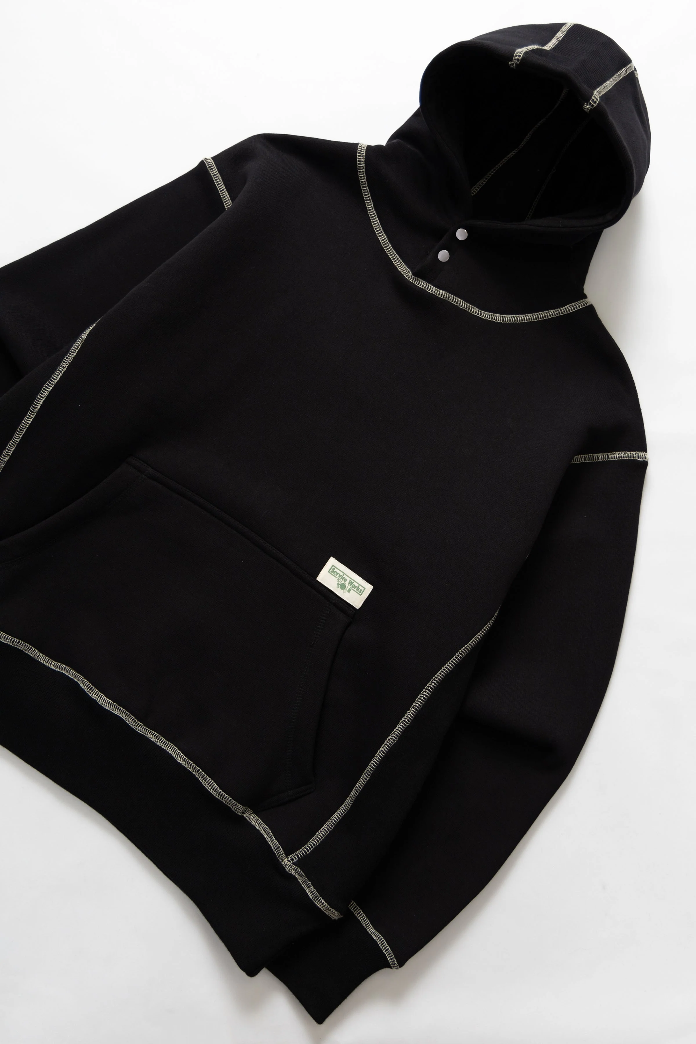 Service Works - Contrast Stitch Hoodie - Black - Image 2