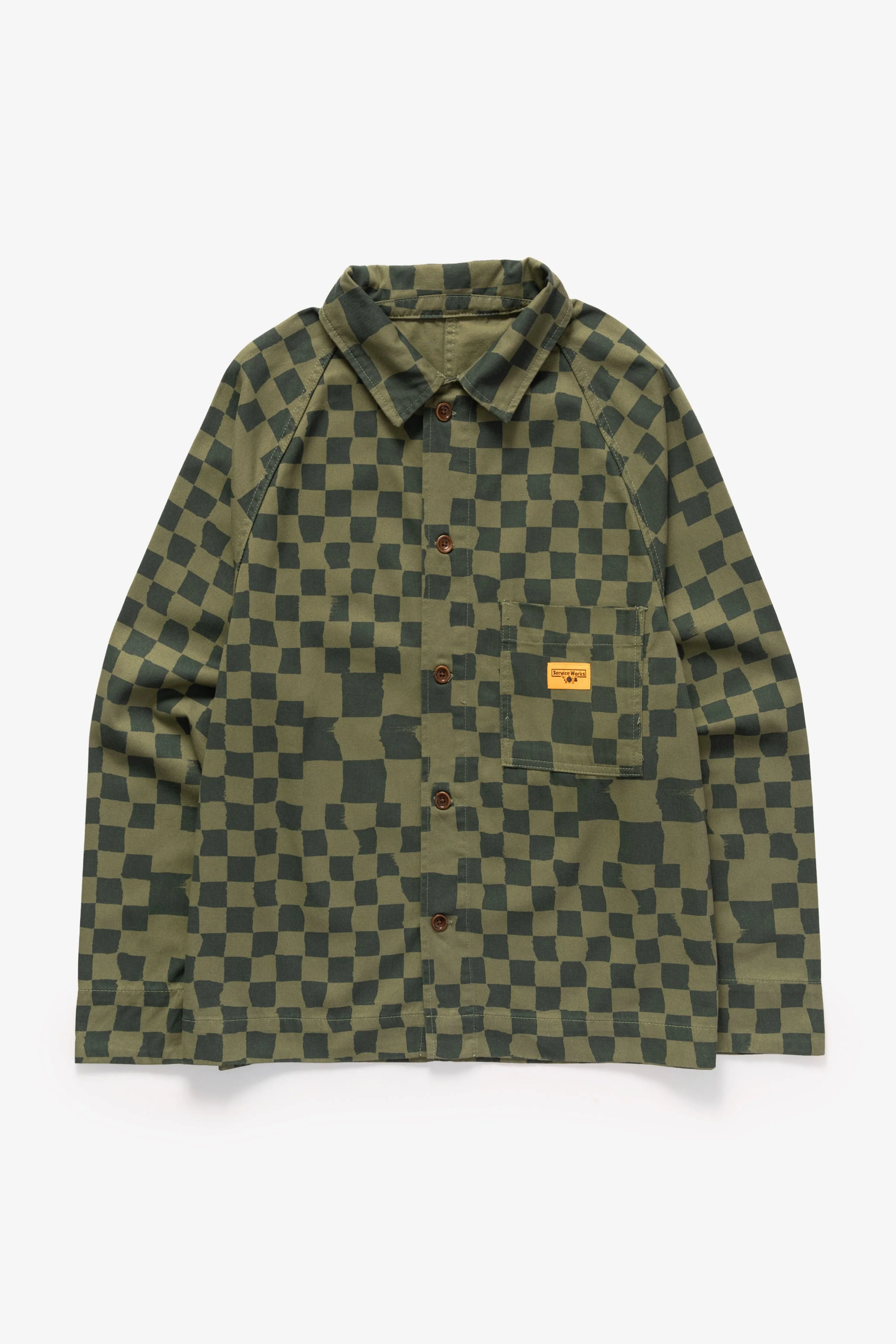 Service Works - Drill Printed Front Of House Jacket - Olive Checker
